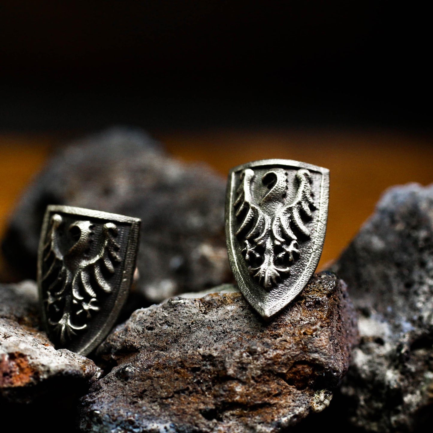 Majestic Griffin Shield Earrings - 925 Sterling Silver Handmade