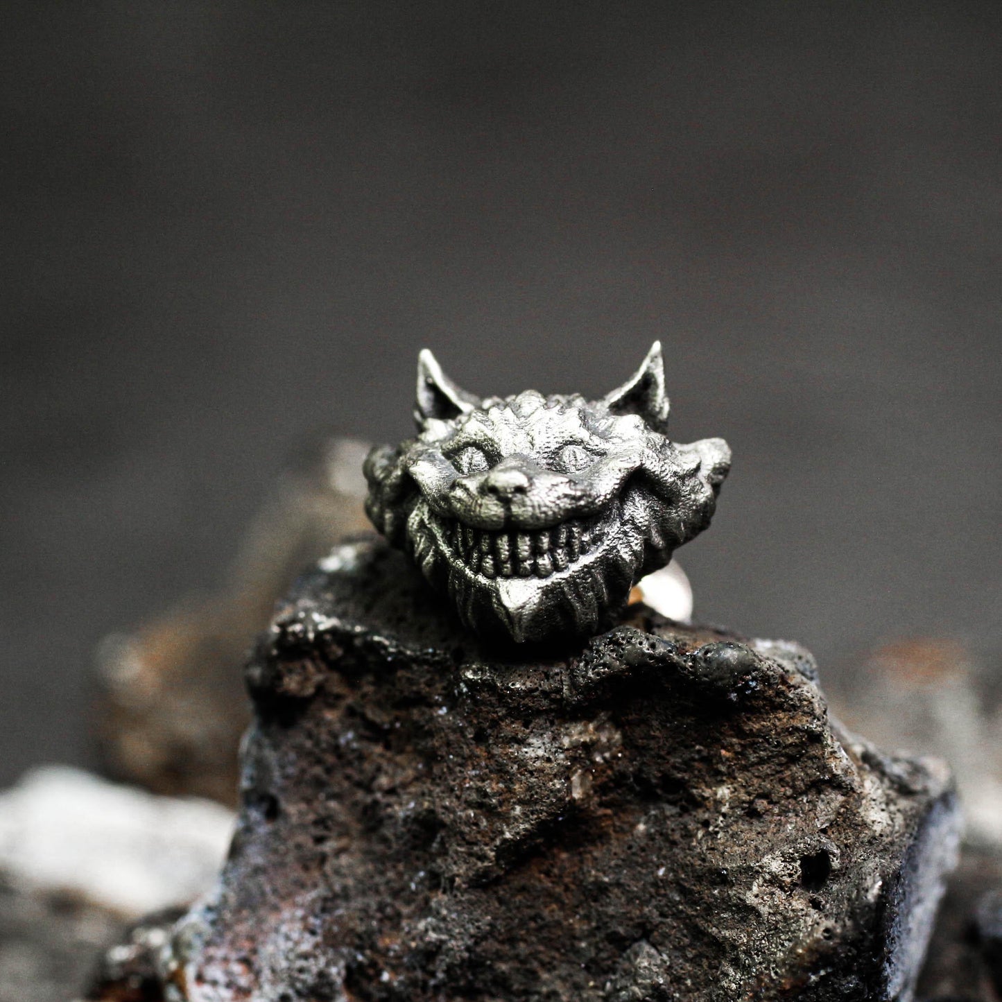 Creepy Cat Stud Earrings - 925 Sterling Silver Handmade Gothic Style