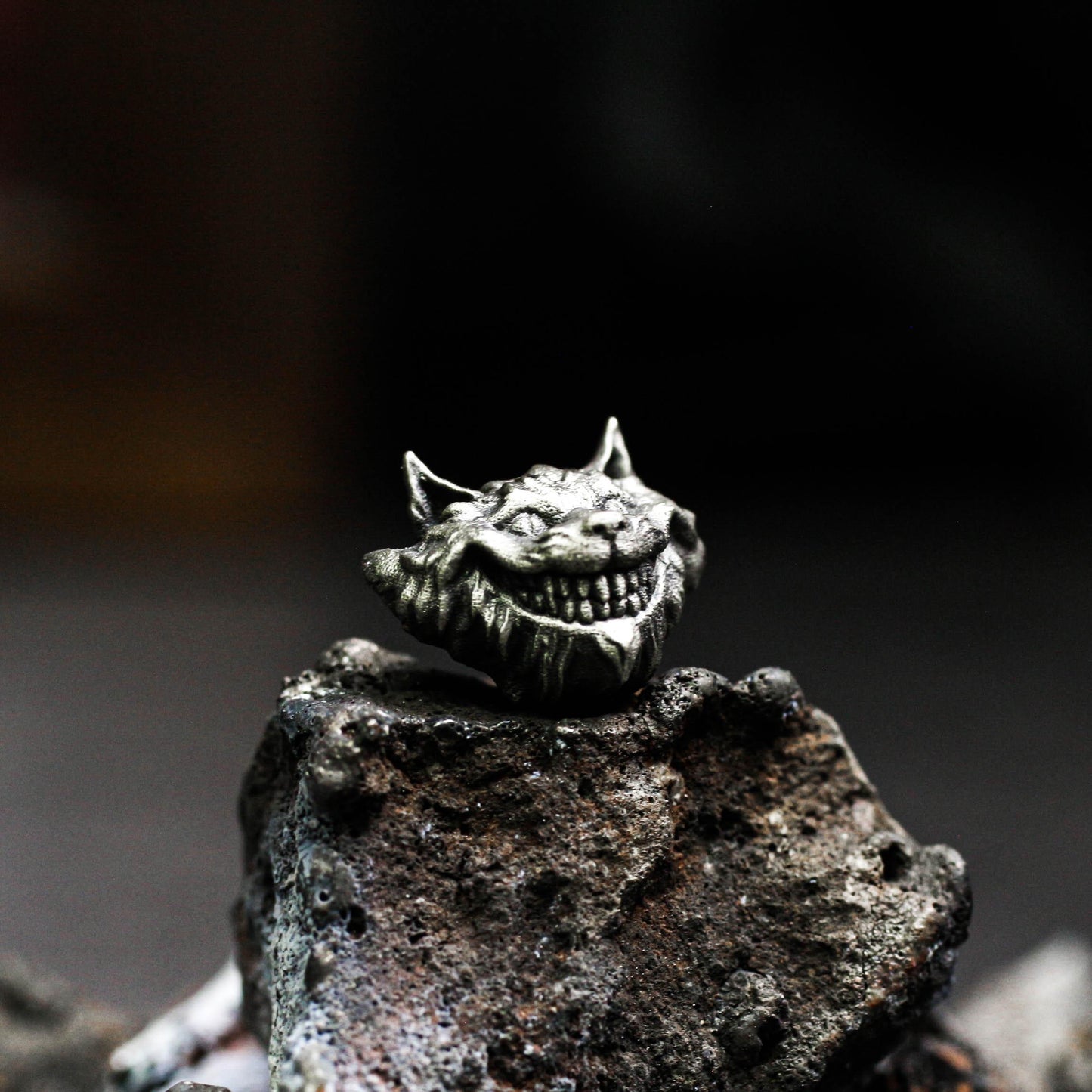 Creepy Cat Stud Earrings - 925 Sterling Silver Handmade Gothic Style