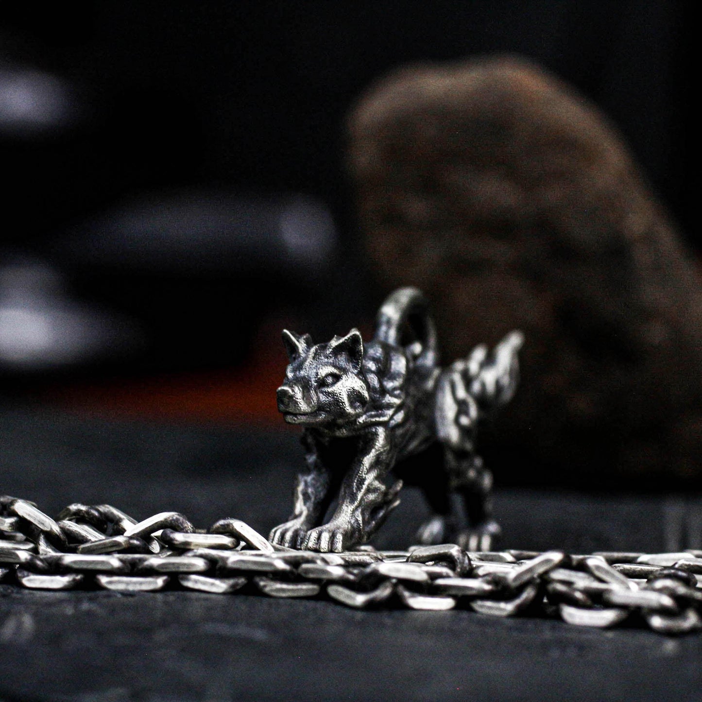 Mythic Flame Wolf Pendant - 925 Silver Handcrafted