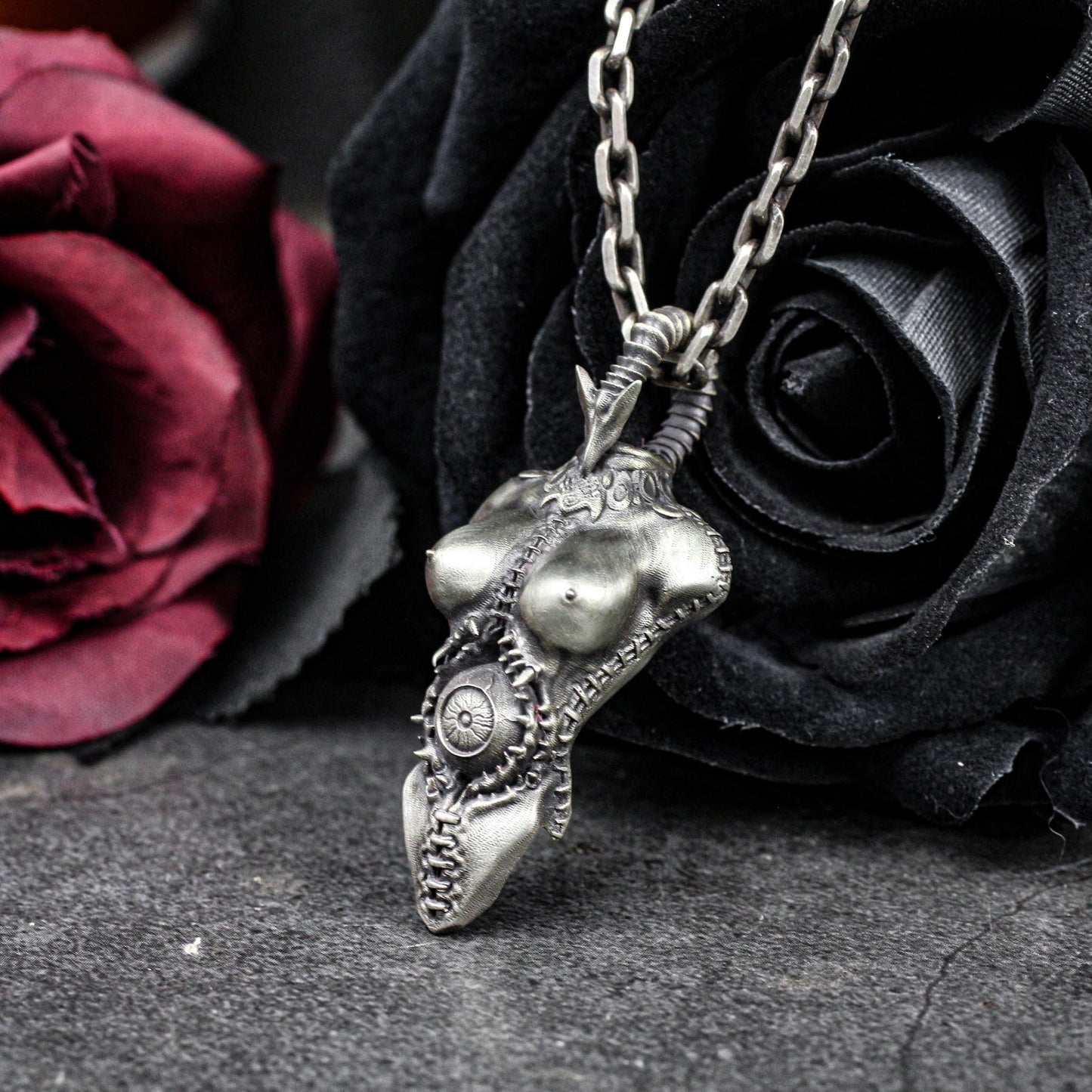 BioMechanical Siren Pendant - 925 Silver Handcrafted