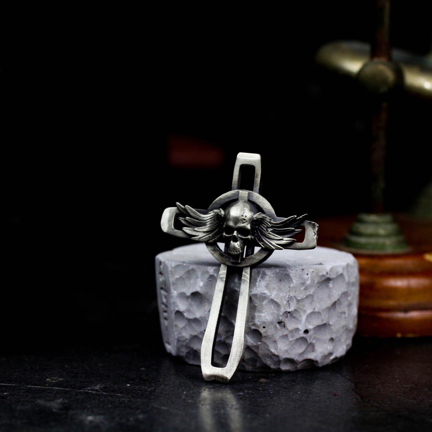 Winged Skull Cross Pendant - 925 Silver Handcrafted