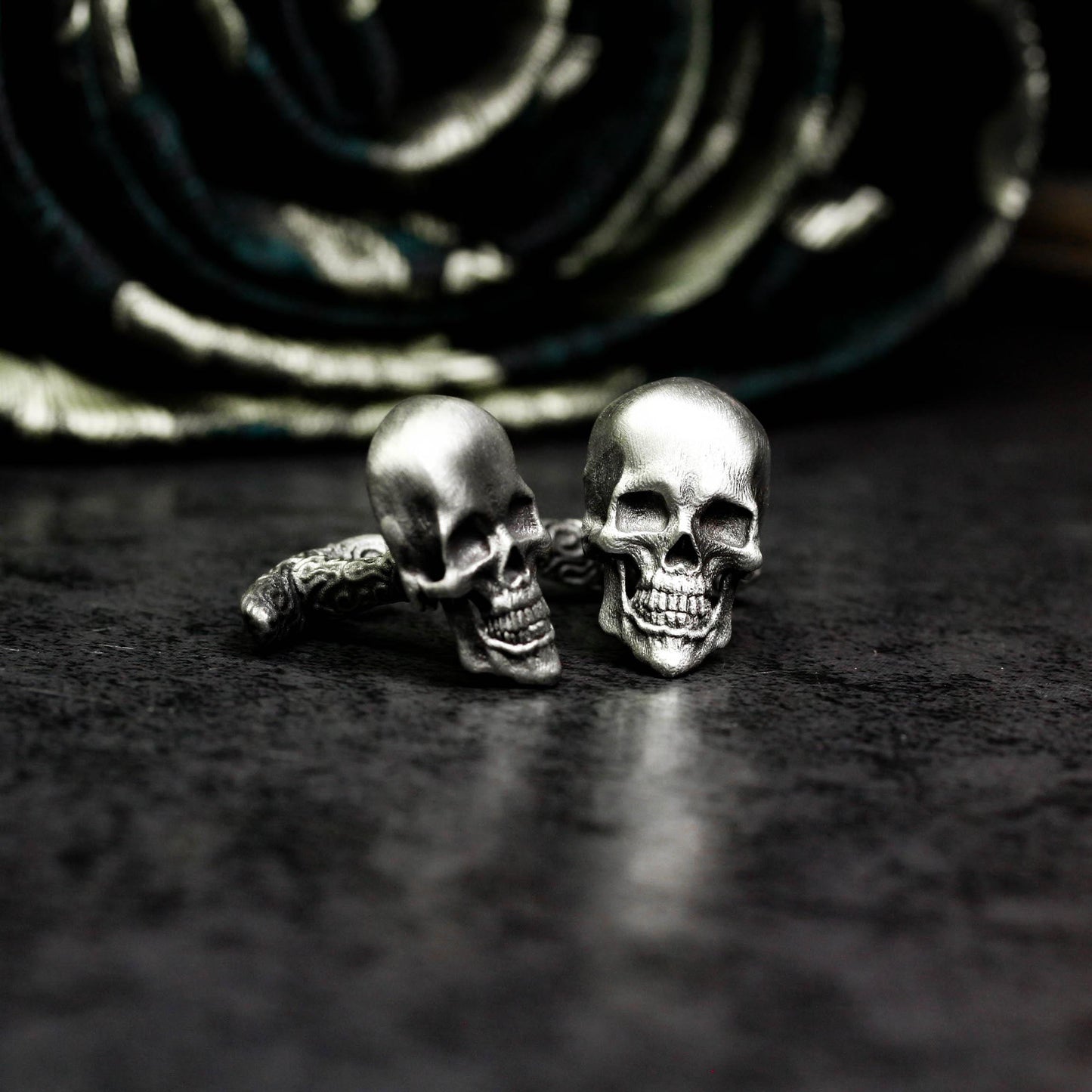 Classic Skull Cufflinks - Handmade 925 Sterling Silver