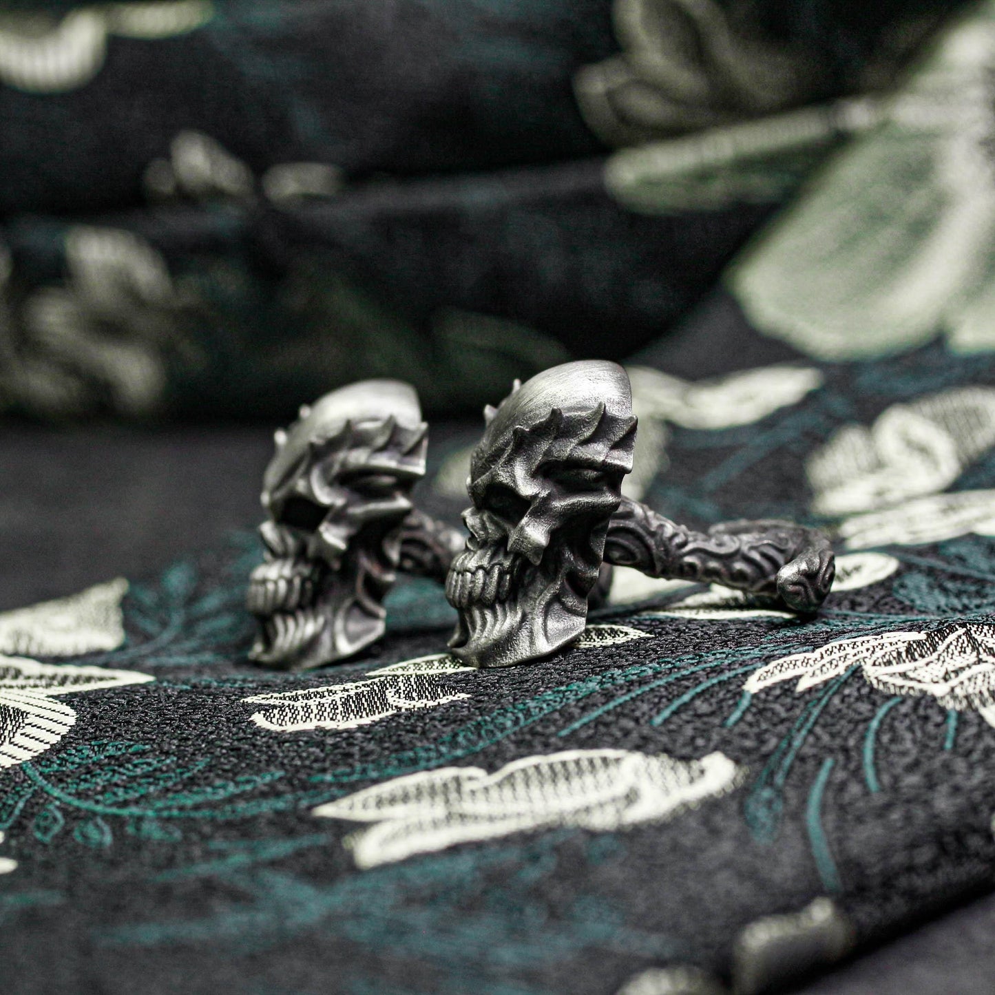 Mutant Skull Dragon Horn Cufflinks - 925 Silver Handmade
