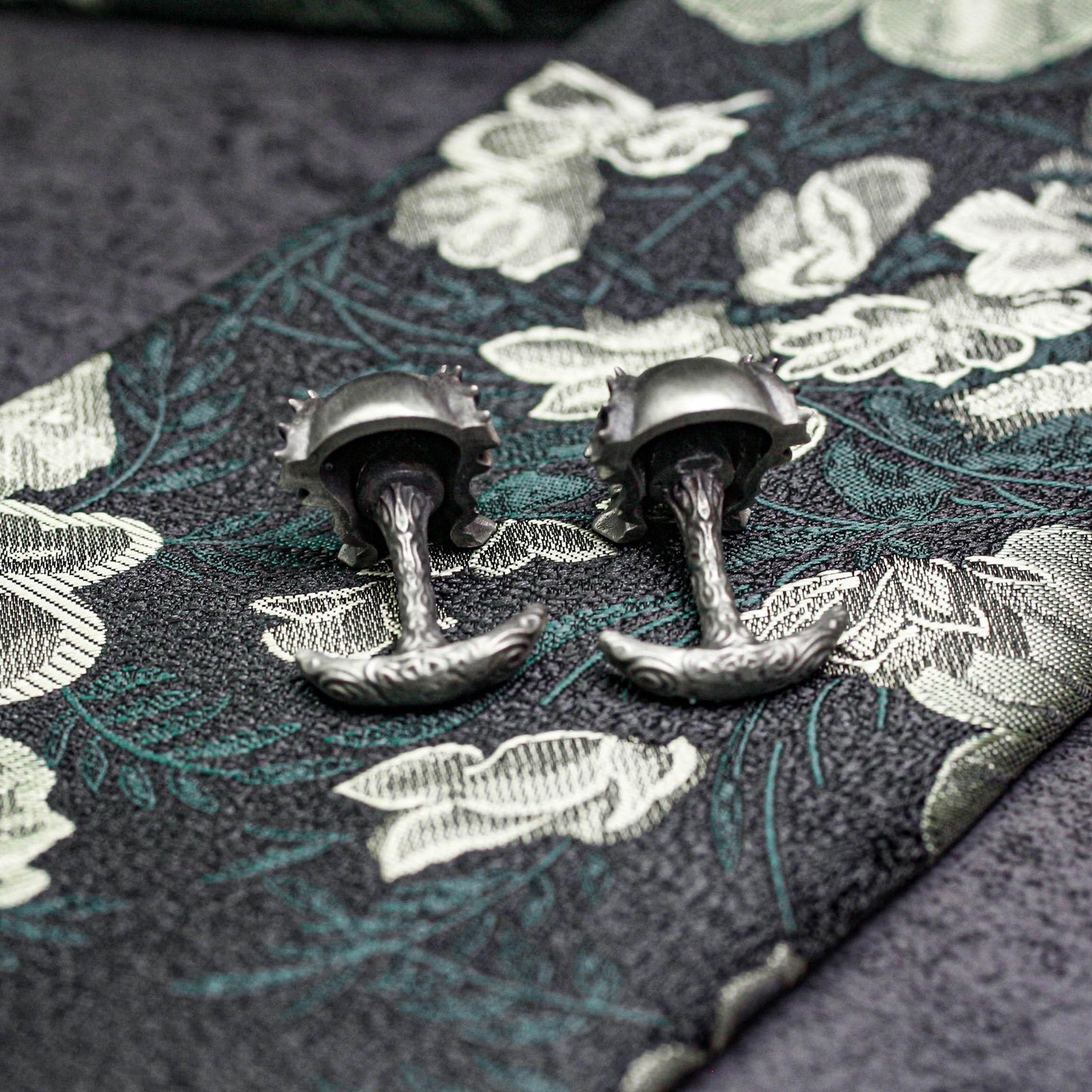 Mutant Skull Dragon Horn Cufflinks - 925 Silver Handmade