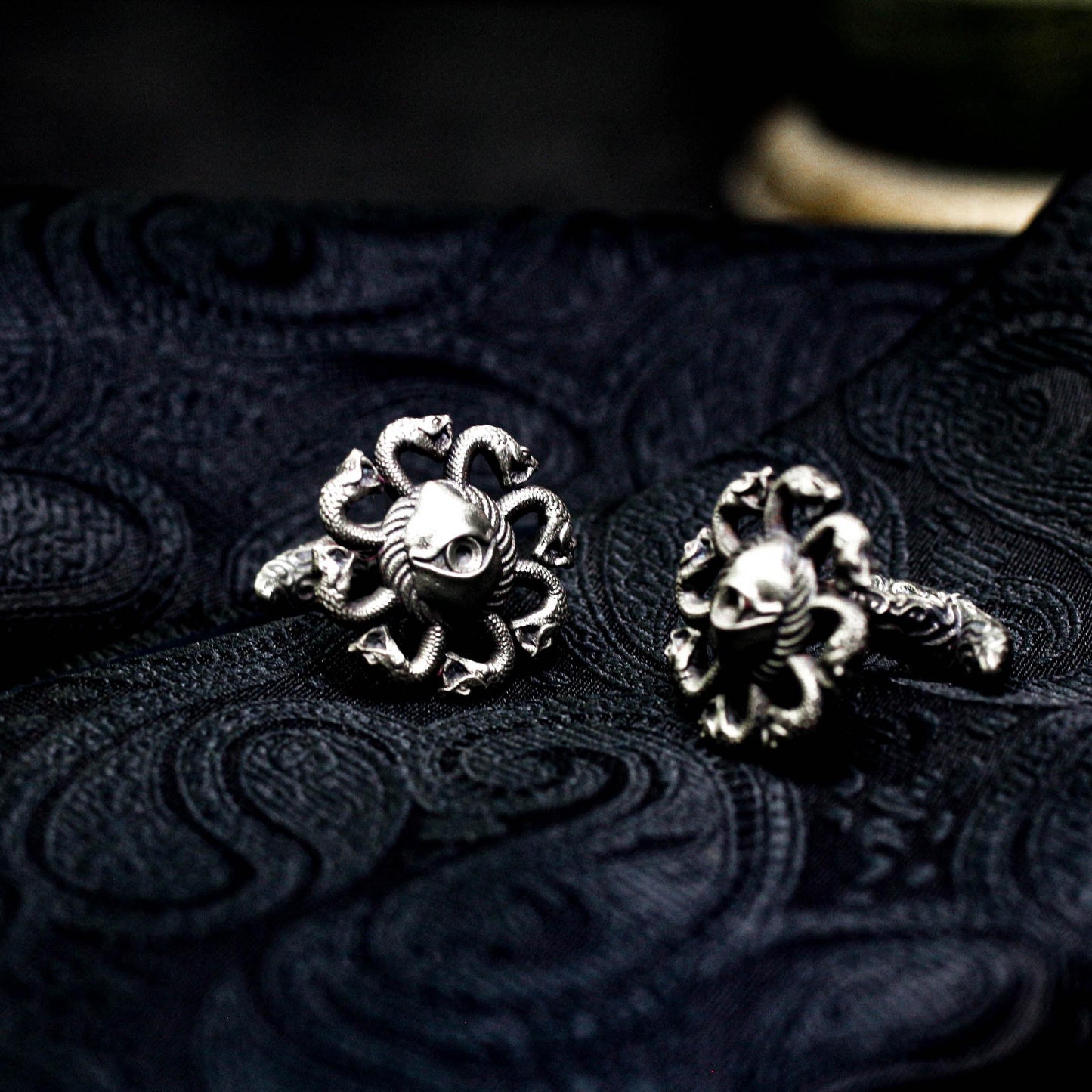 Medusa Skull Cufflinks - Gothic Devil?¡¥s Eye 925 Silver Handmade