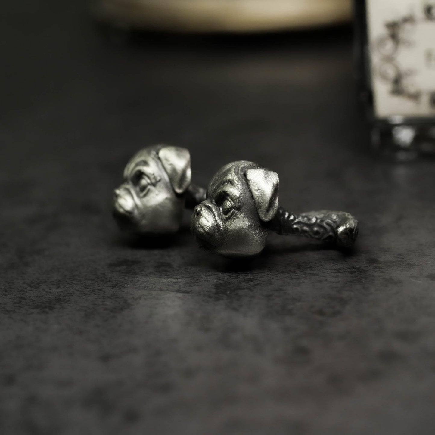 Pug Dog Cufflinks, 925 Silver Handmade