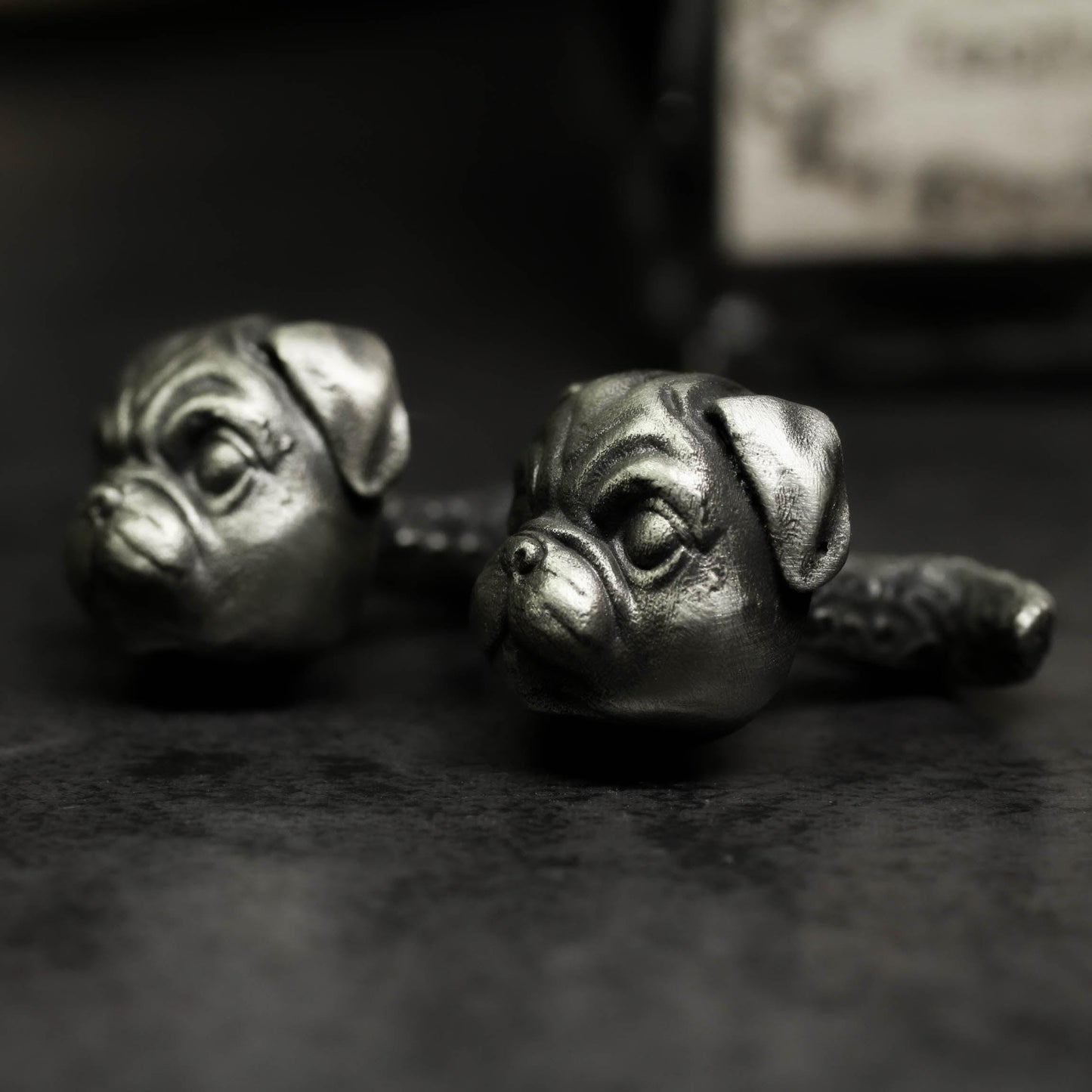 Pug Dog Cufflinks, 925 Silver Handmade