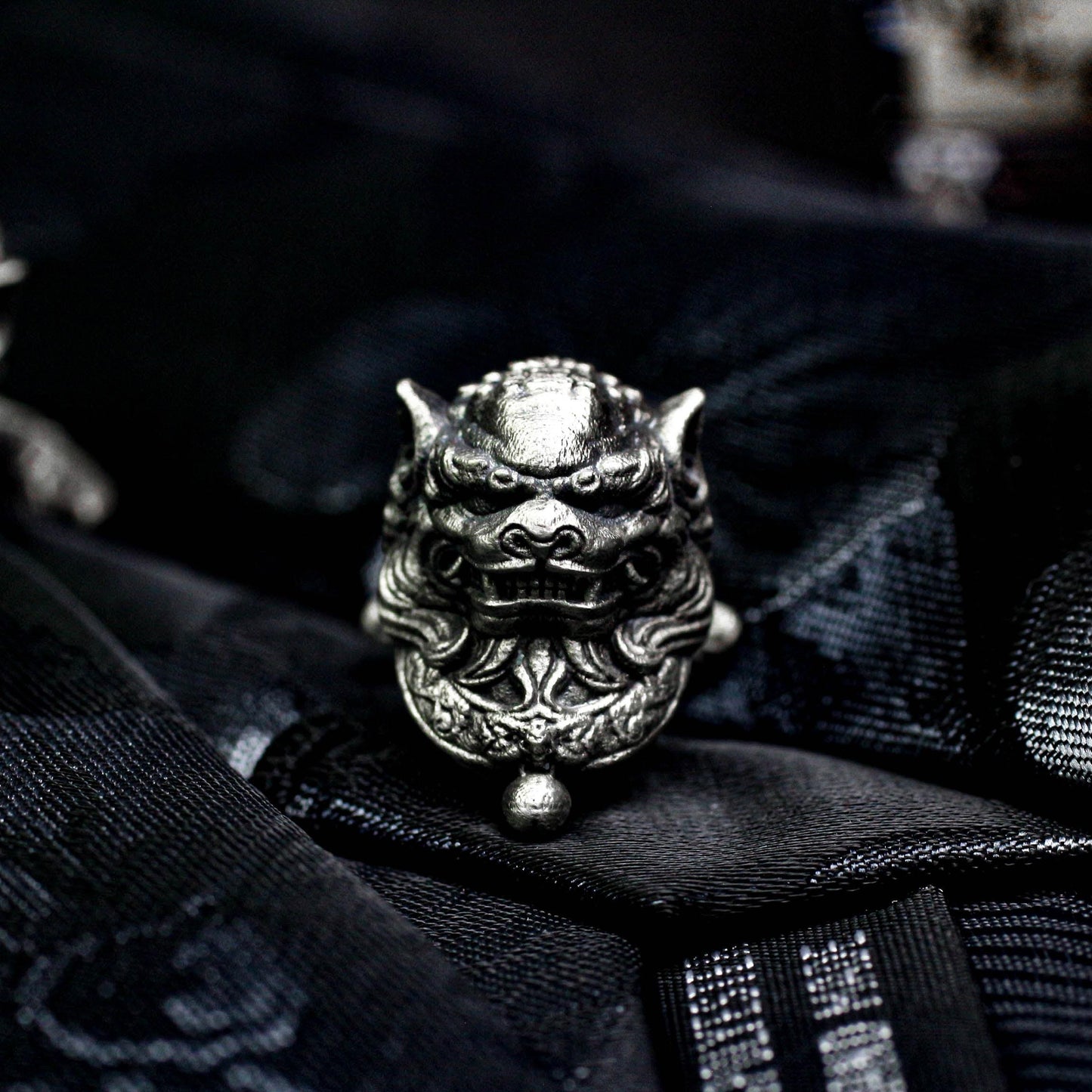 Tang Lion Head Cufflinks, Pixiu Amulet - 925 Sterling Silver Handmade