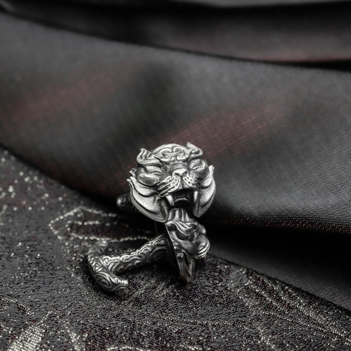 Saber-Tooth Tiger Polished Silver Cufflinks - Handmade 925 Sterling Silver