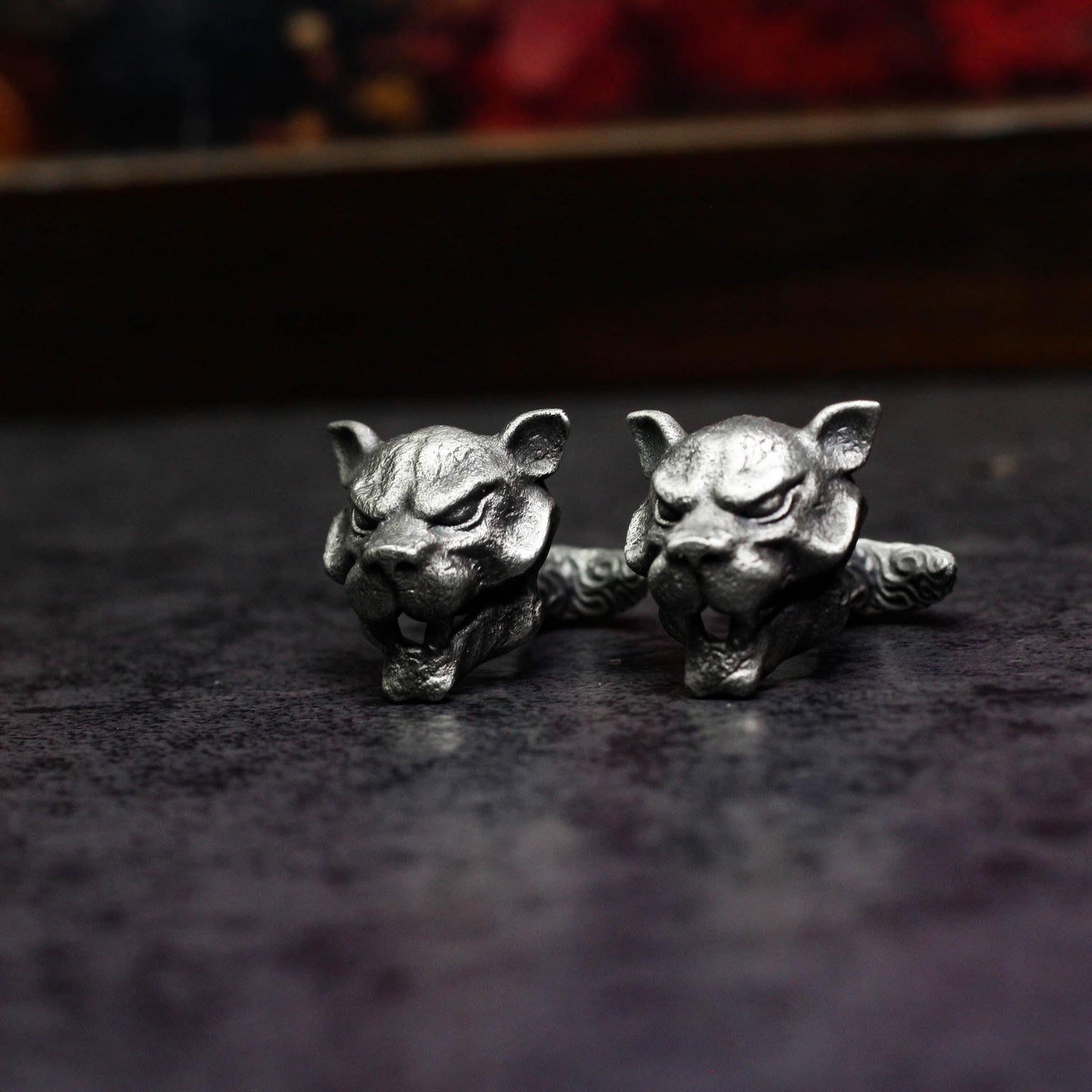 Saber-Toothed Tiger Cufflinks - Handmade 925 Silver Wildlife Design