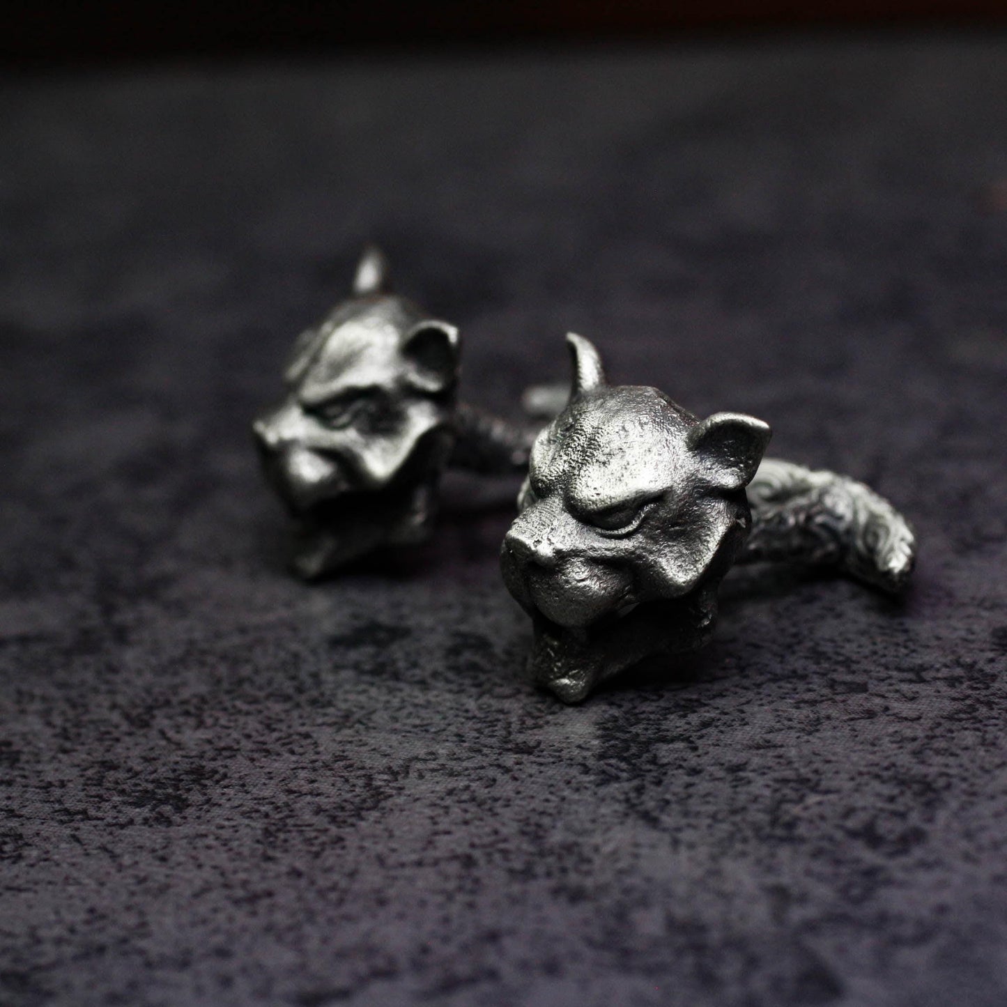 Saber-Toothed Tiger Cufflinks - Handmade 925 Silver Wildlife Design