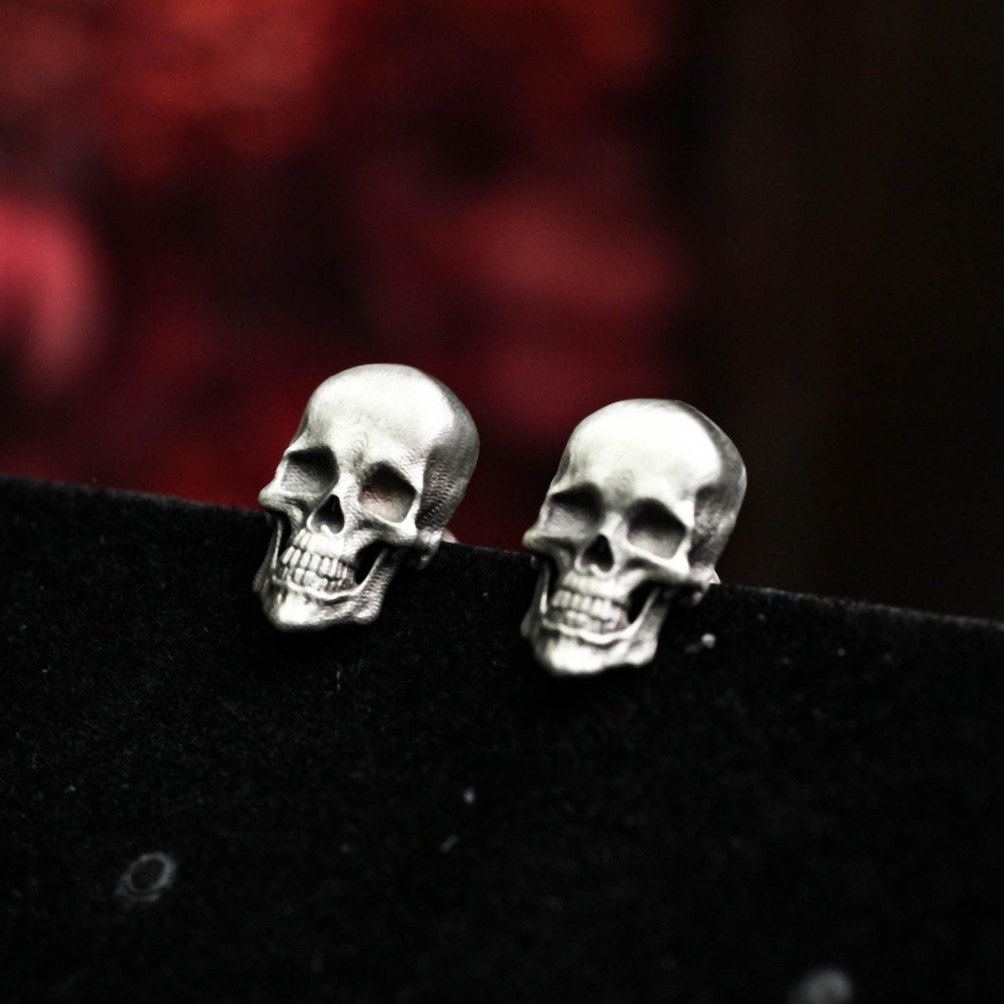 Classic Skull Stud Earrings - 925 Sterling Silver Handmade