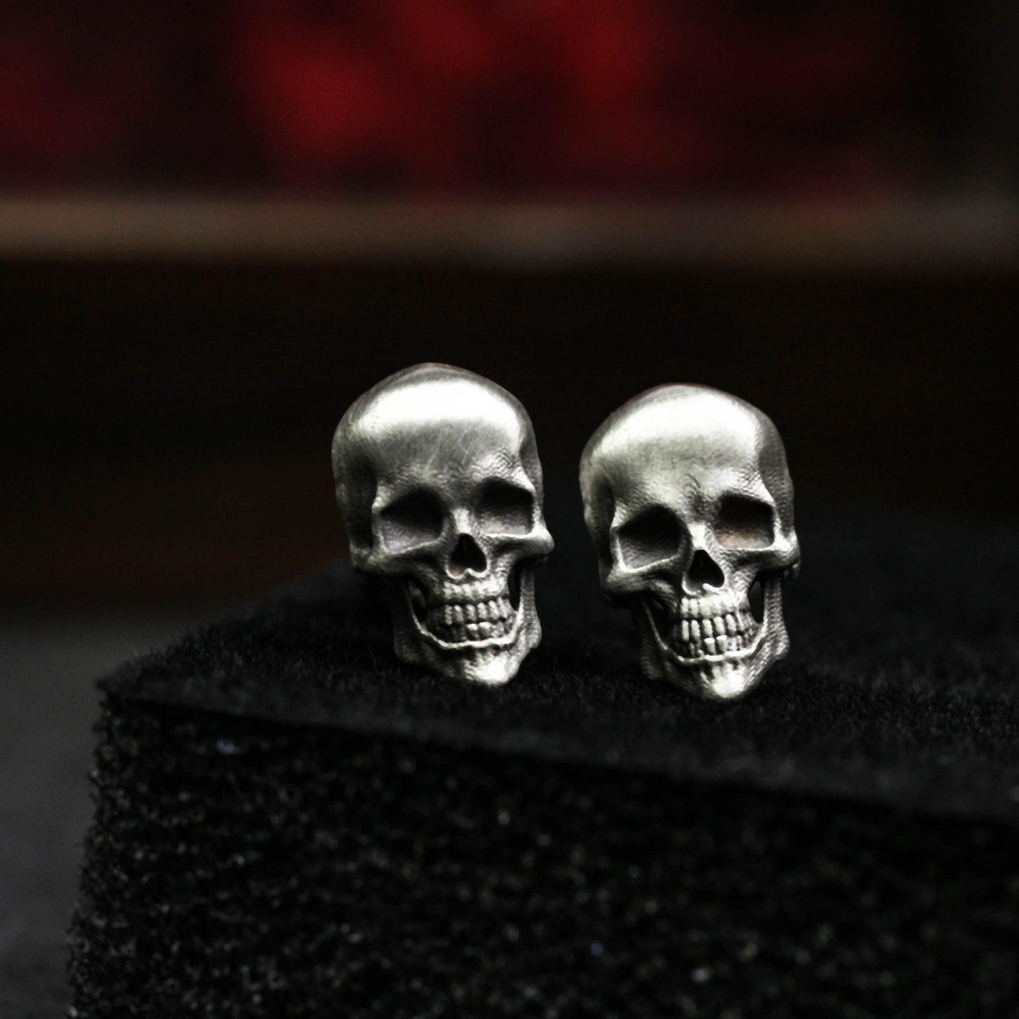 Classic Skull Stud Earrings - 925 Sterling Silver Handmade