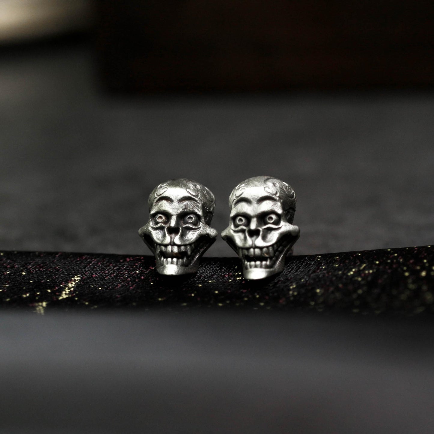 Grim Skull Earrings - 925 Sterling Silver Handmade
