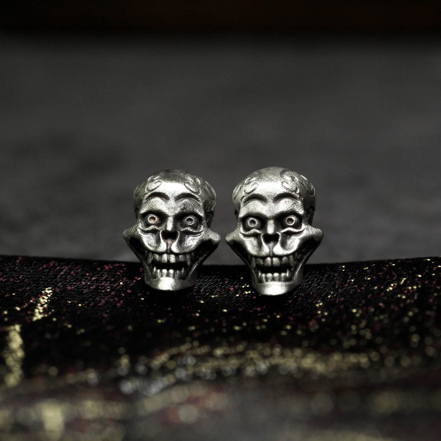 Grim Skull Earrings - 925 Sterling Silver Handmade