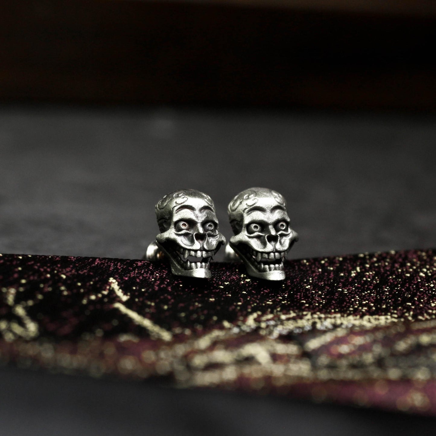 Grim Skull Earrings - 925 Sterling Silver Handmade
