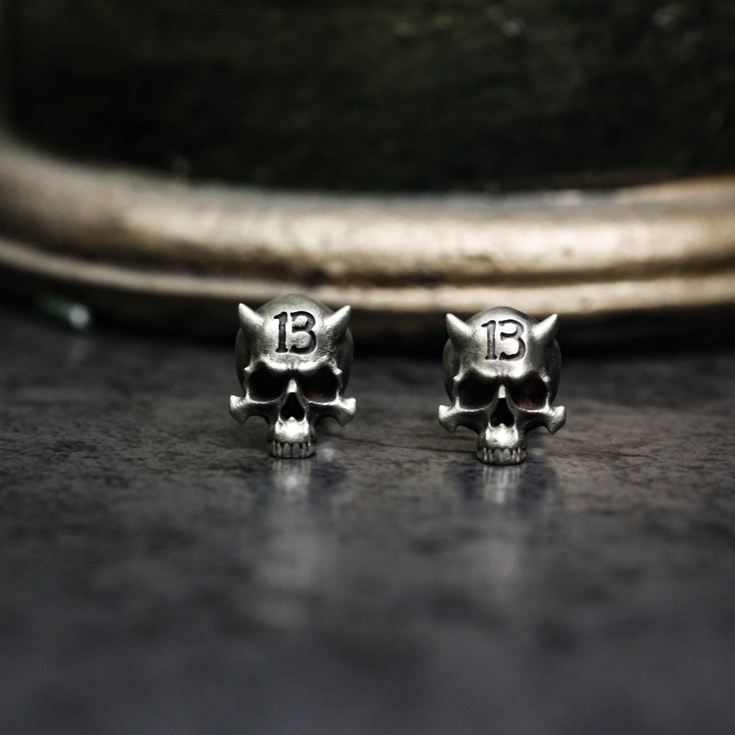 Savage Horned Skull Earrings - 925 Sterling Silver Handmade