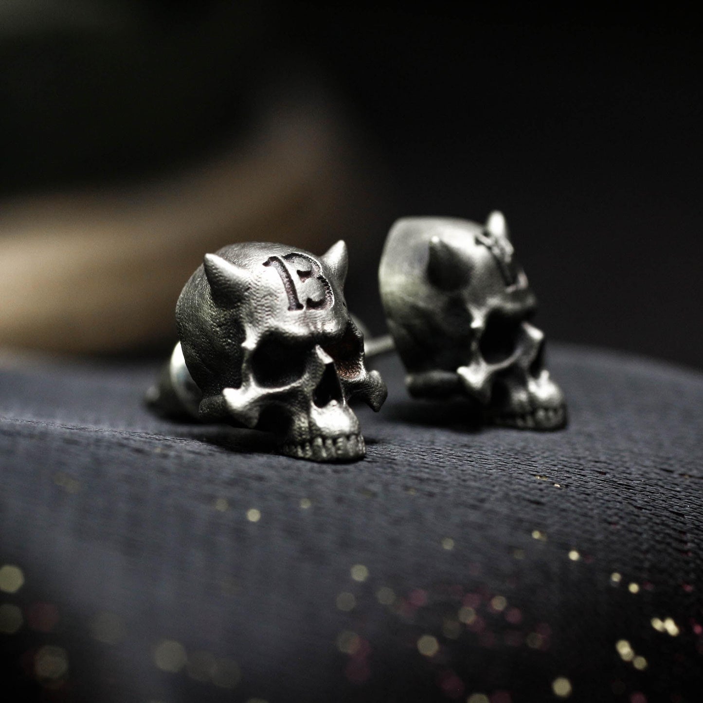 Savage Horned Skull Earrings - 925 Sterling Silver Handmade