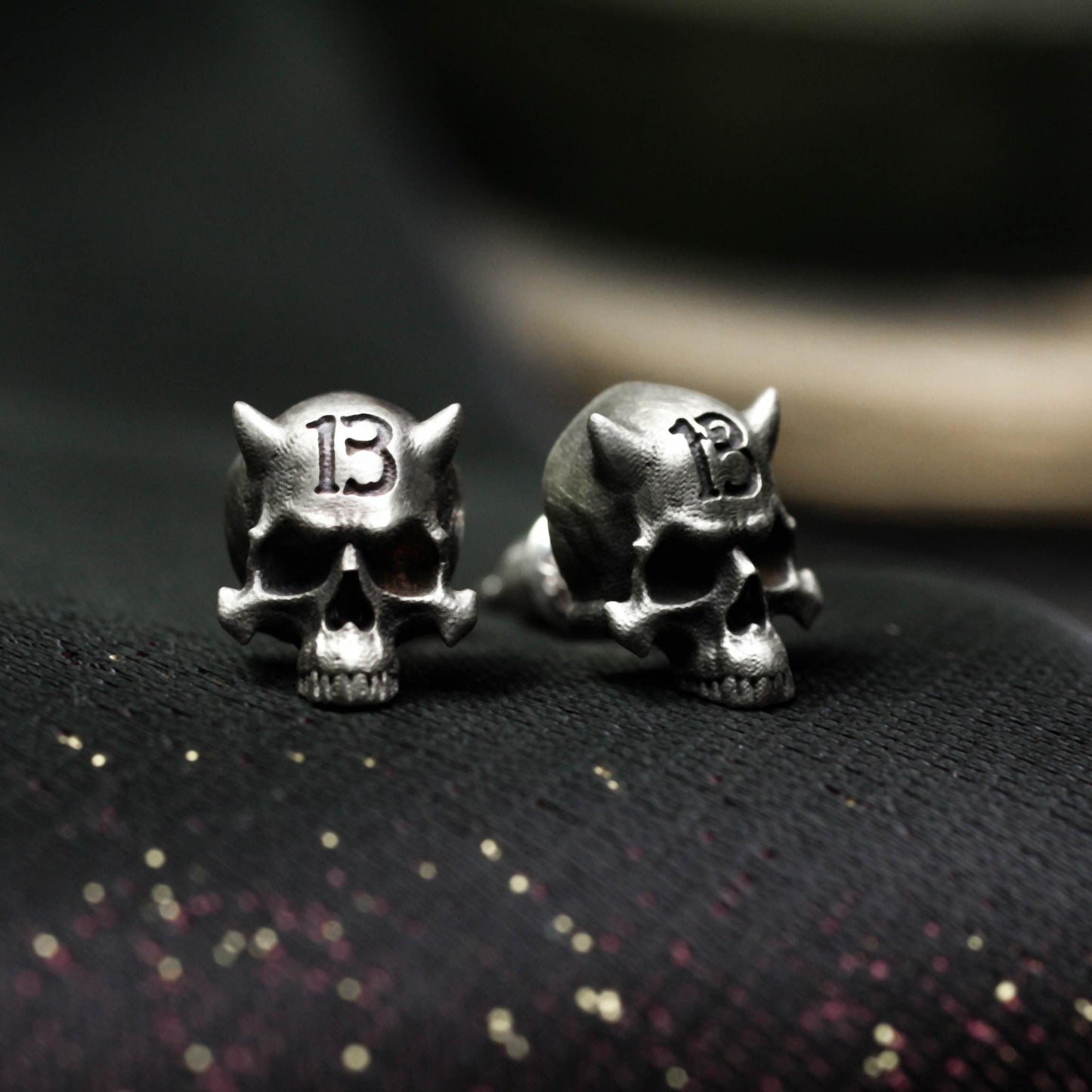 Savage Horned Skull Earrings - 925 Sterling Silver Handmade