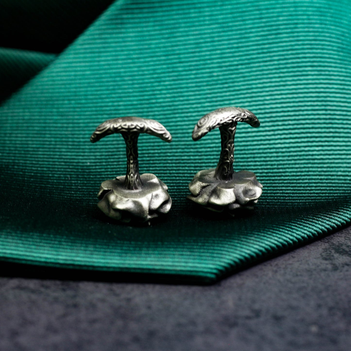 Burgundy Bliss Rose Cufflinks - 925 Sterling Silver Handmade