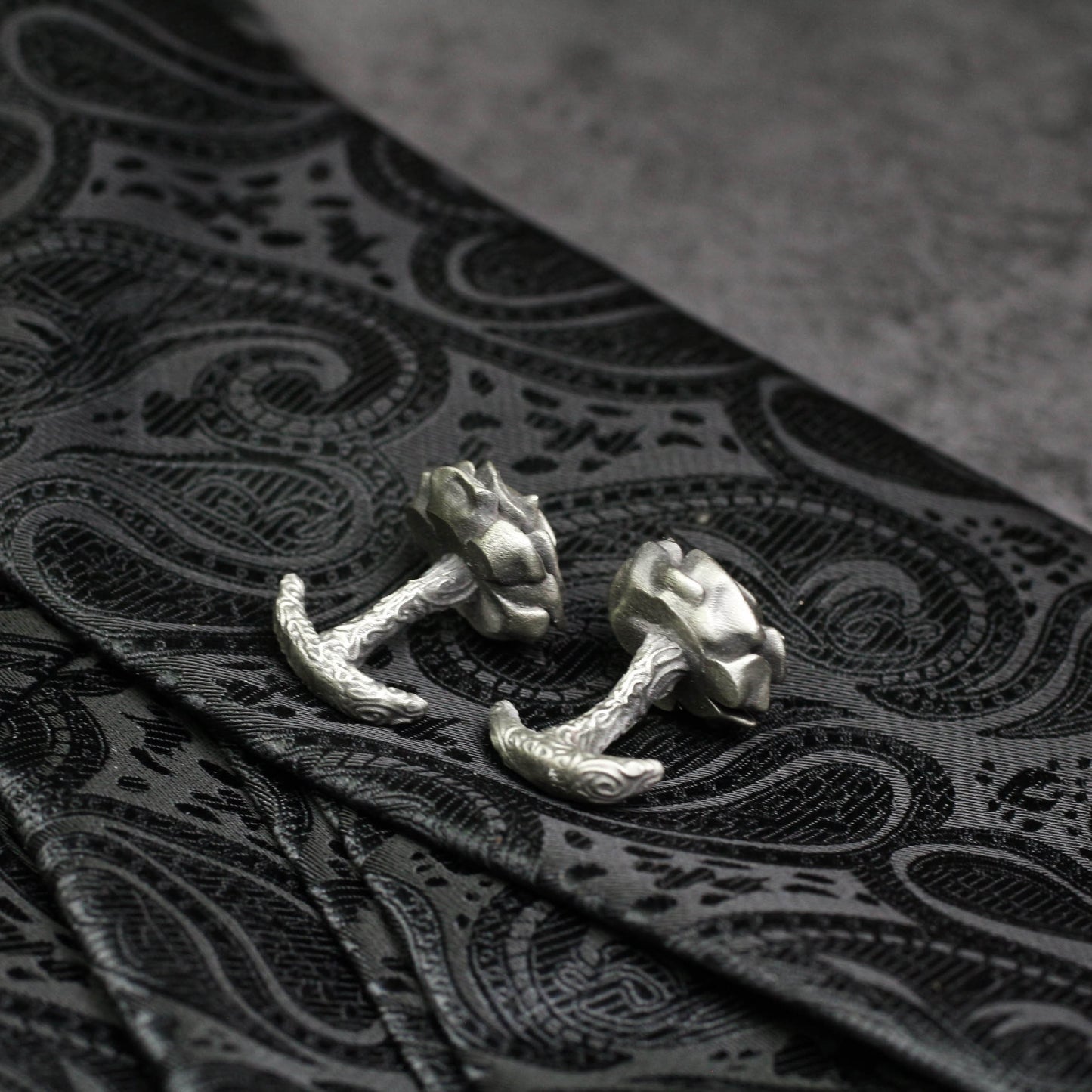Burgundy Bliss Rose Cufflinks - 925 Sterling Silver Handmade