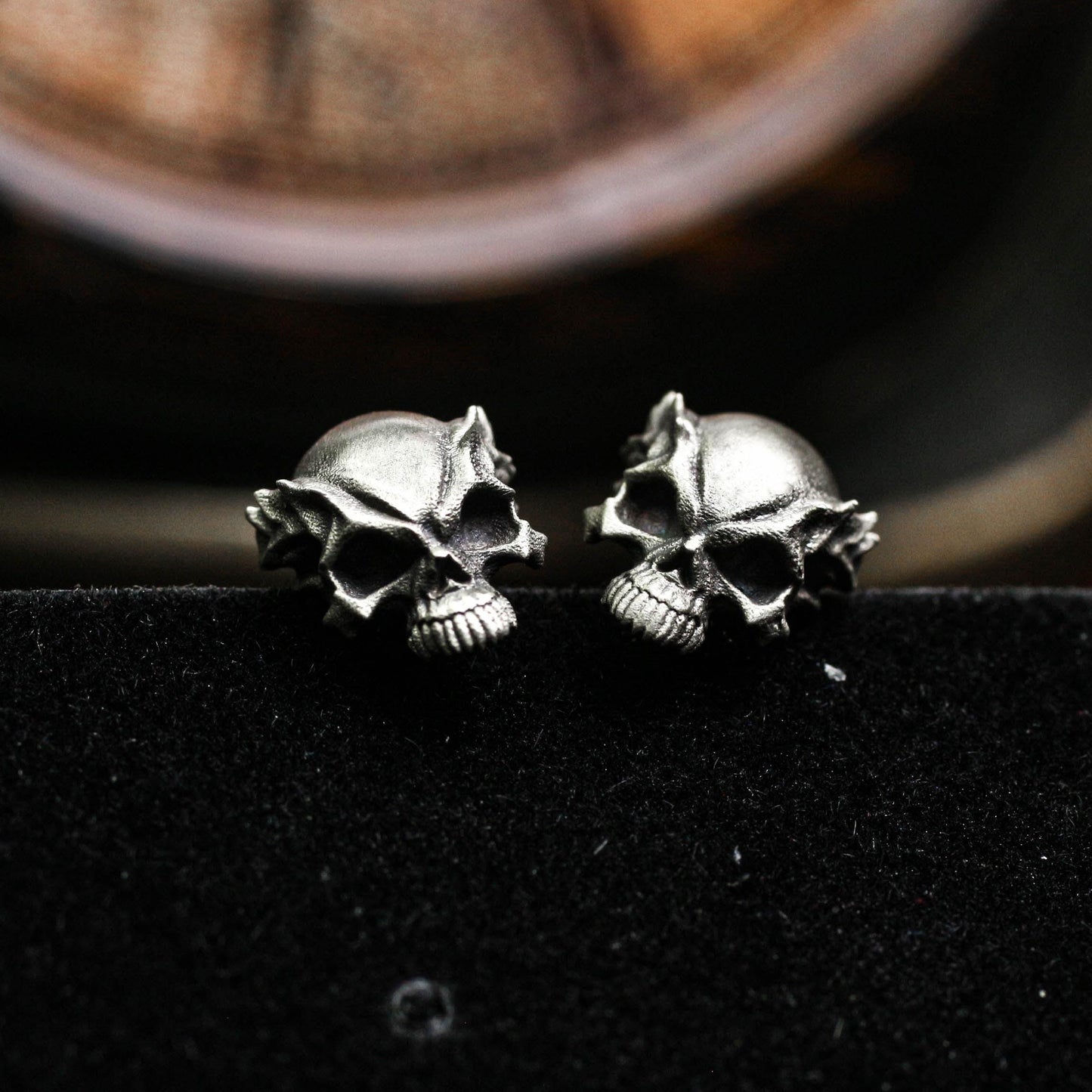 Mystic Skull Rose Earrings - 925 Sterling Silver Handmade
