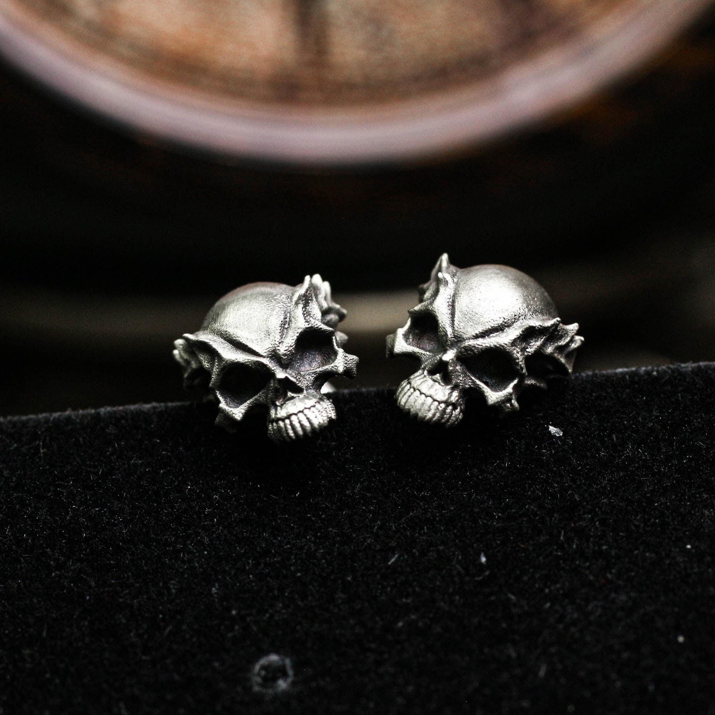 Mystic Skull Rose Earrings - 925 Sterling Silver Handmade