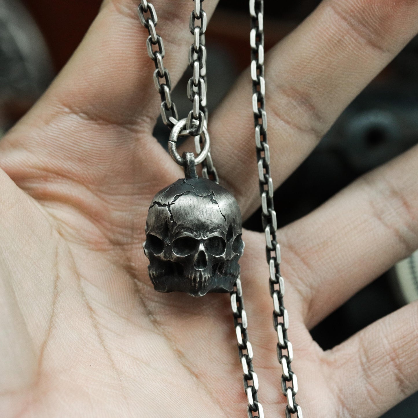 Four Skulls Pendant ¨C 925 Silver Handmade