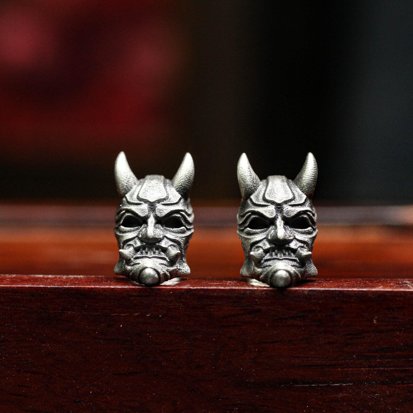 Horned Oni Earrings - 925 Sterling Silver Handmade