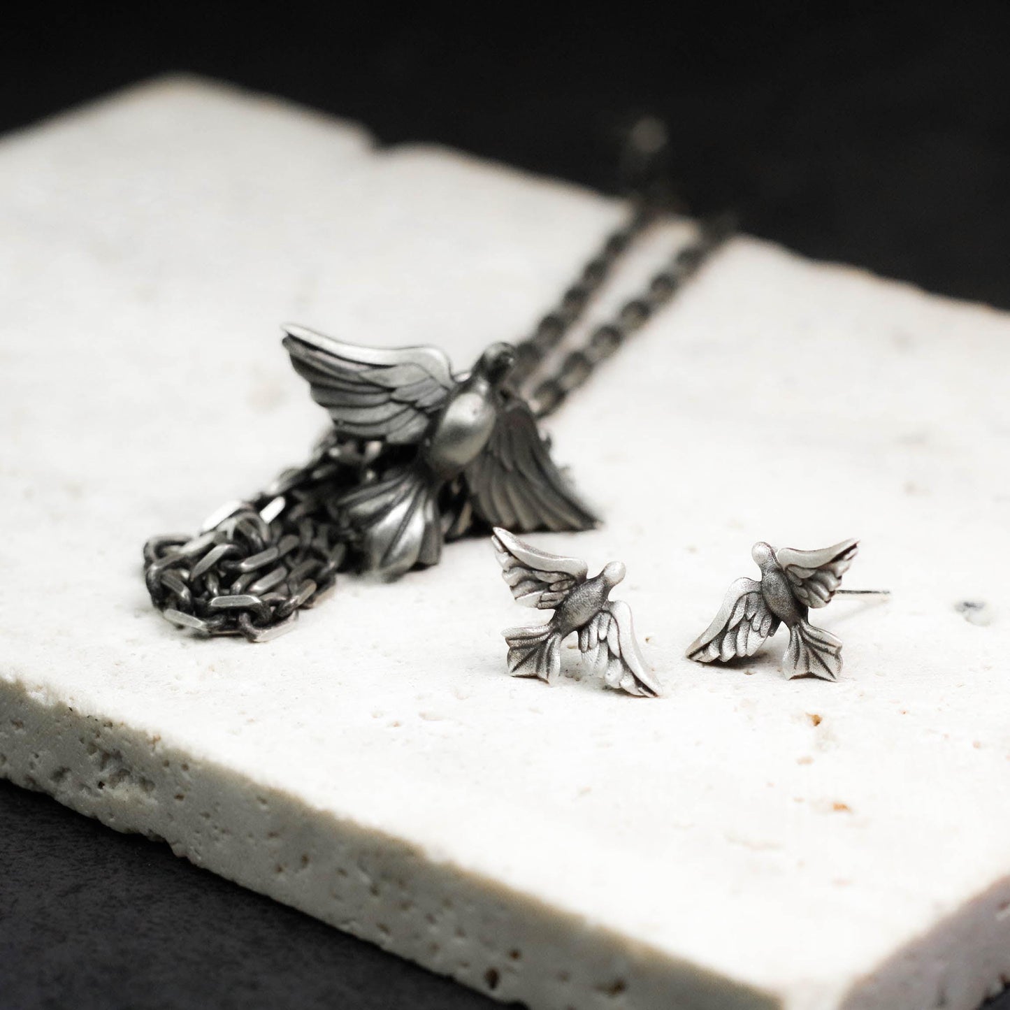 Ethereal Raven Pendant - 925 Silver Handcrafted