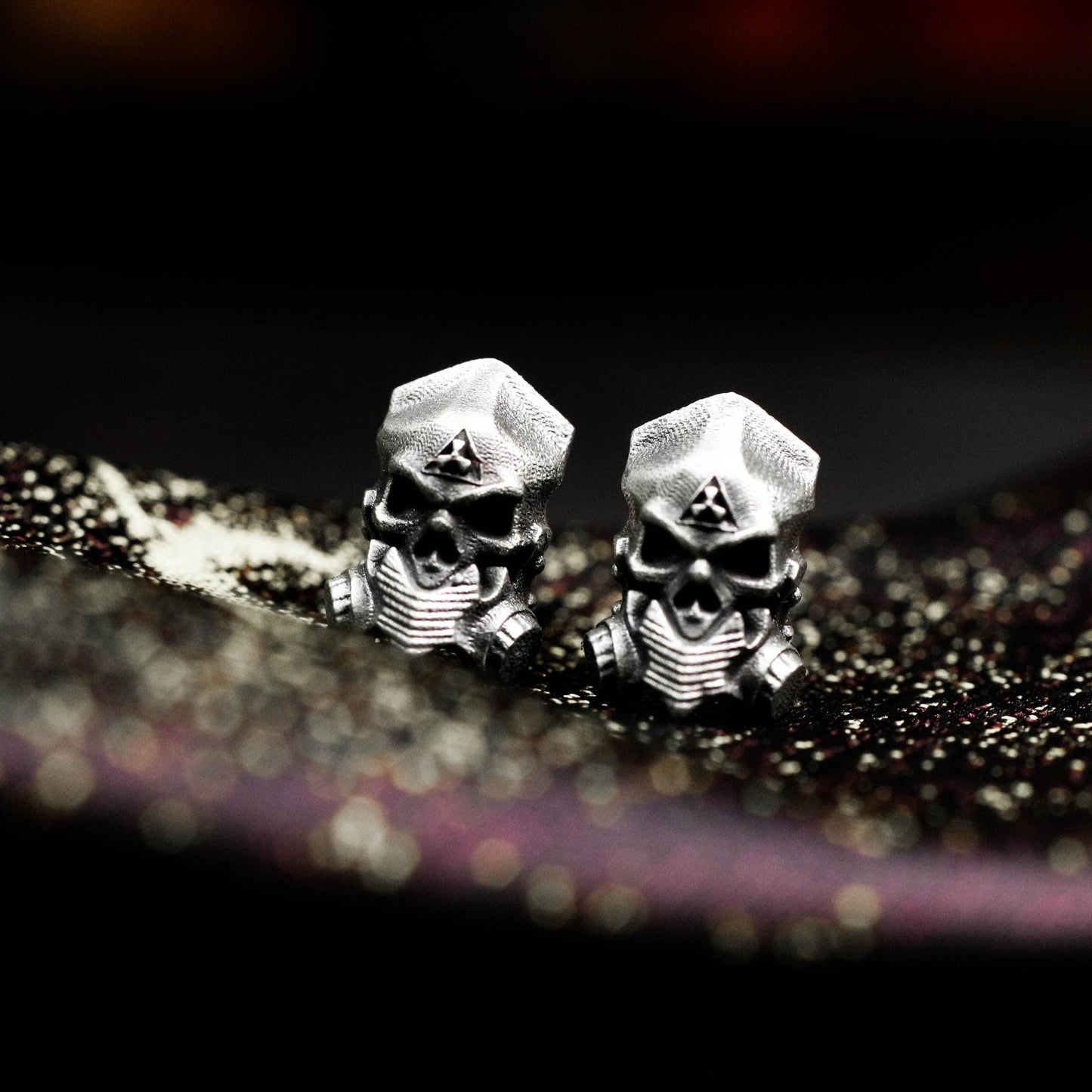 Samurai Skull Earrings - 925 Sterling Silver Handmade