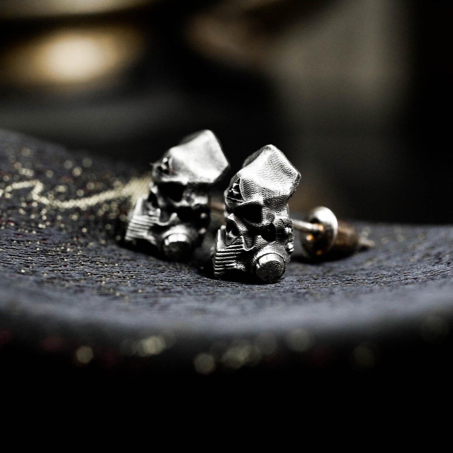 Samurai Skull Earrings - 925 Sterling Silver Handmade
