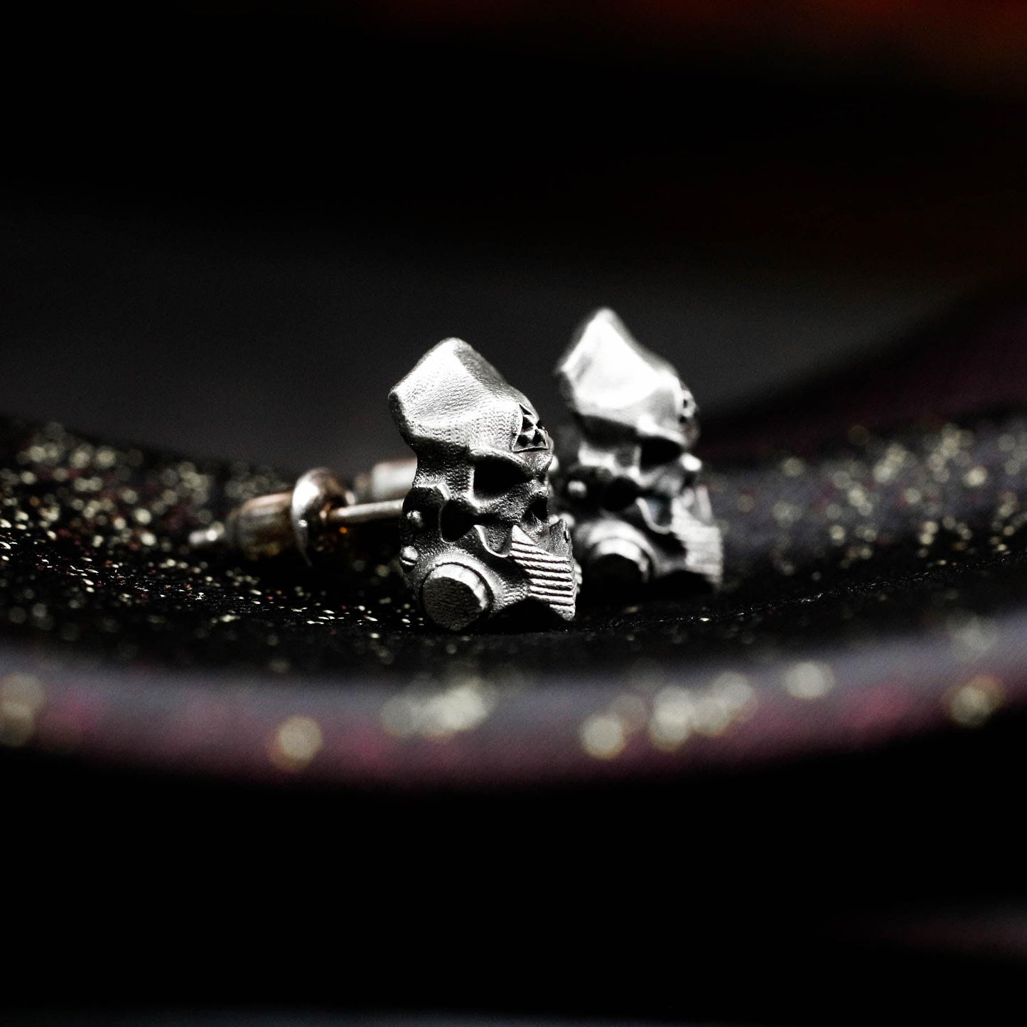 Samurai Skull Earrings - 925 Sterling Silver Handmade