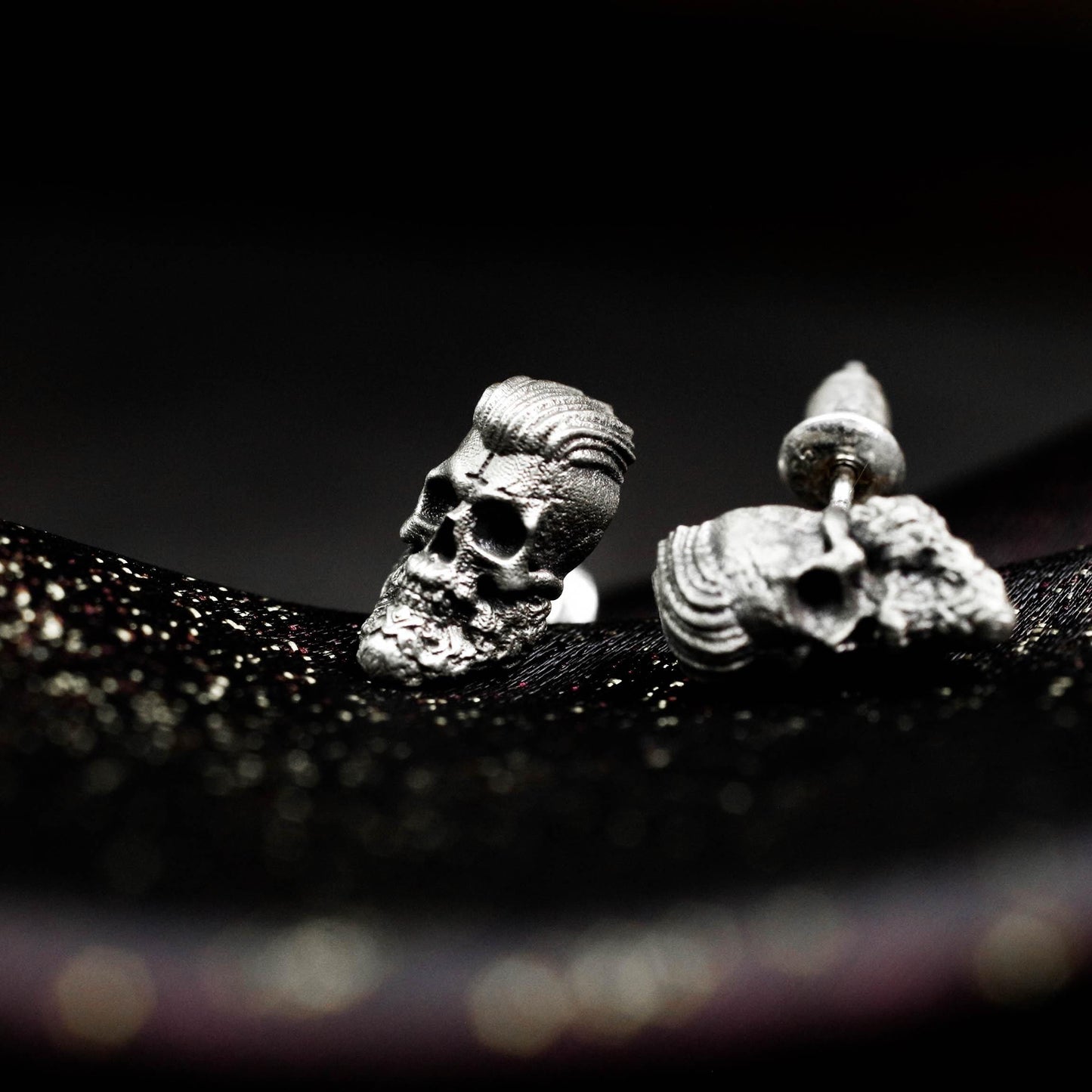 Cracked Skull Earrings - 925 Sterling Silver Handmade