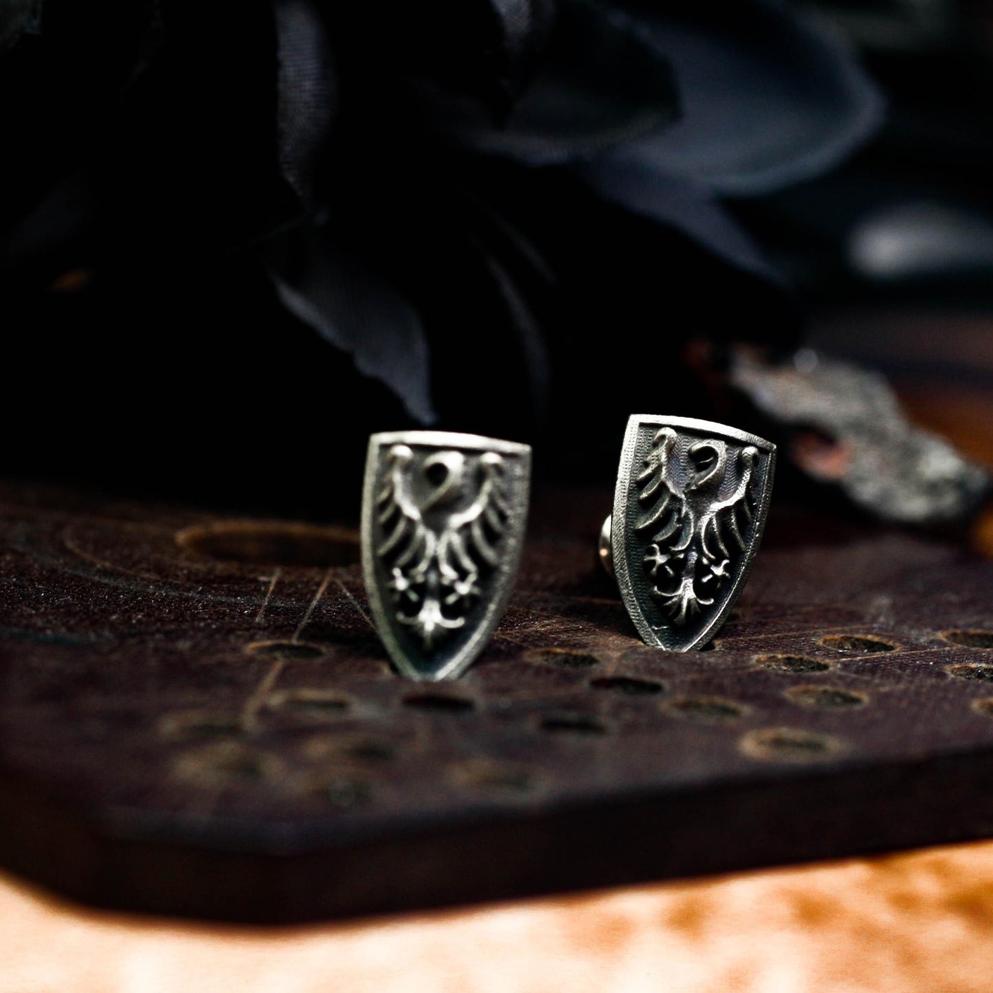 Majestic Griffin Shield Earrings - 925 Sterling Silver Handmade