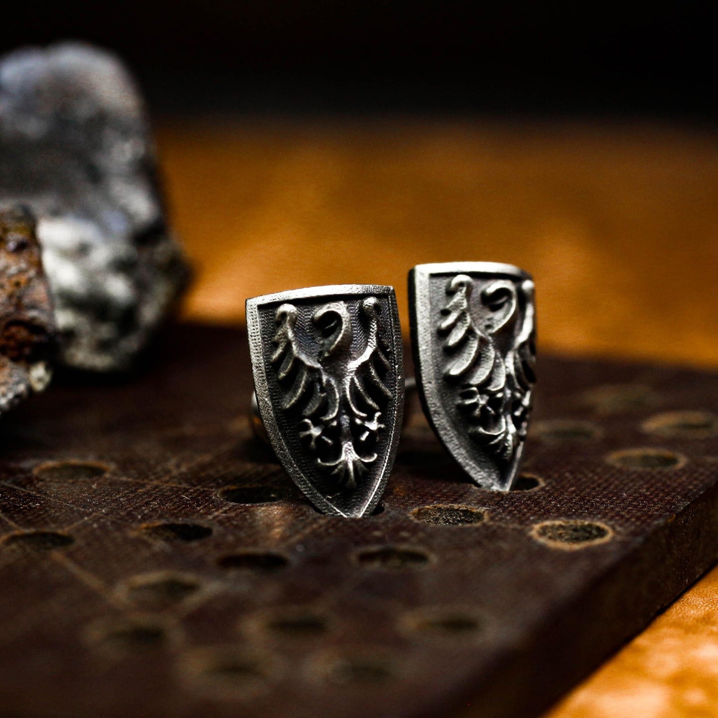 Majestic Griffin Shield Earrings - 925 Sterling Silver Handmade