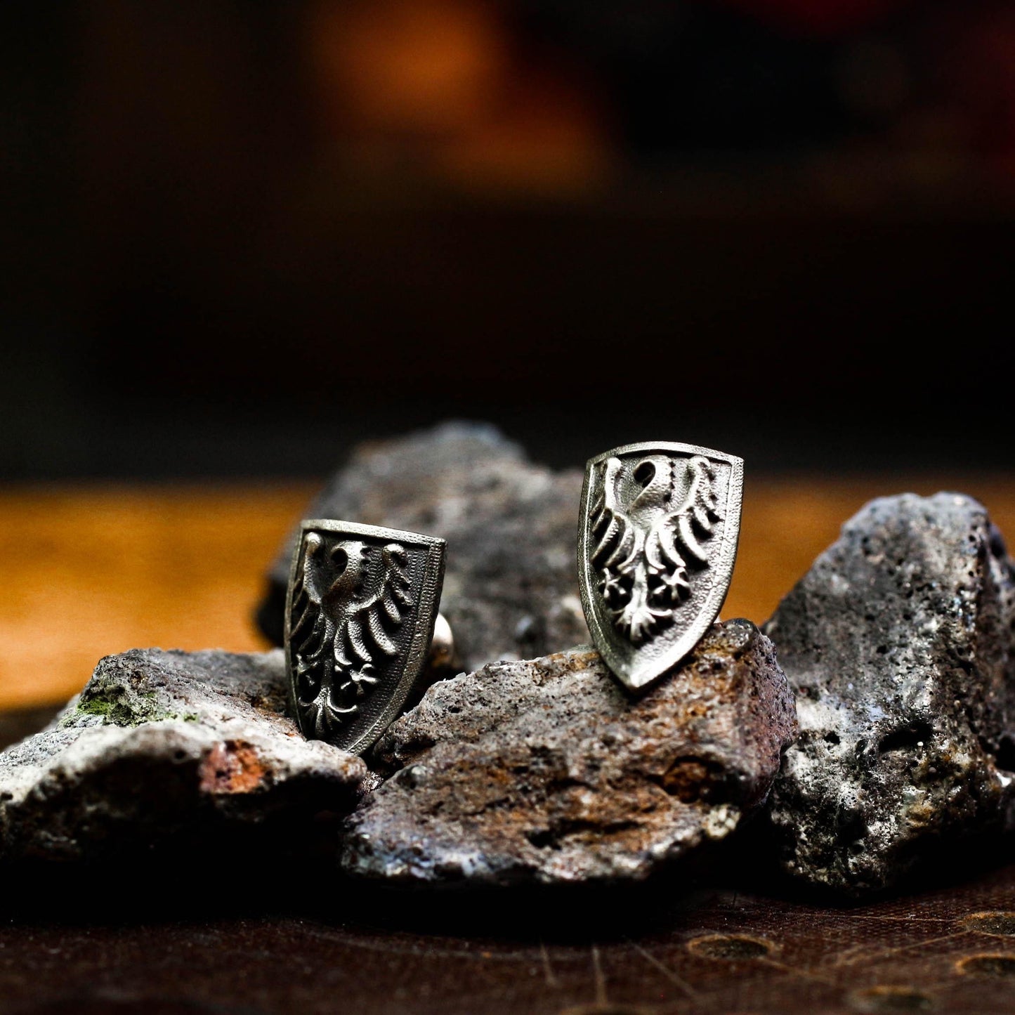 Majestic Griffin Shield Earrings - 925 Sterling Silver Handmade
