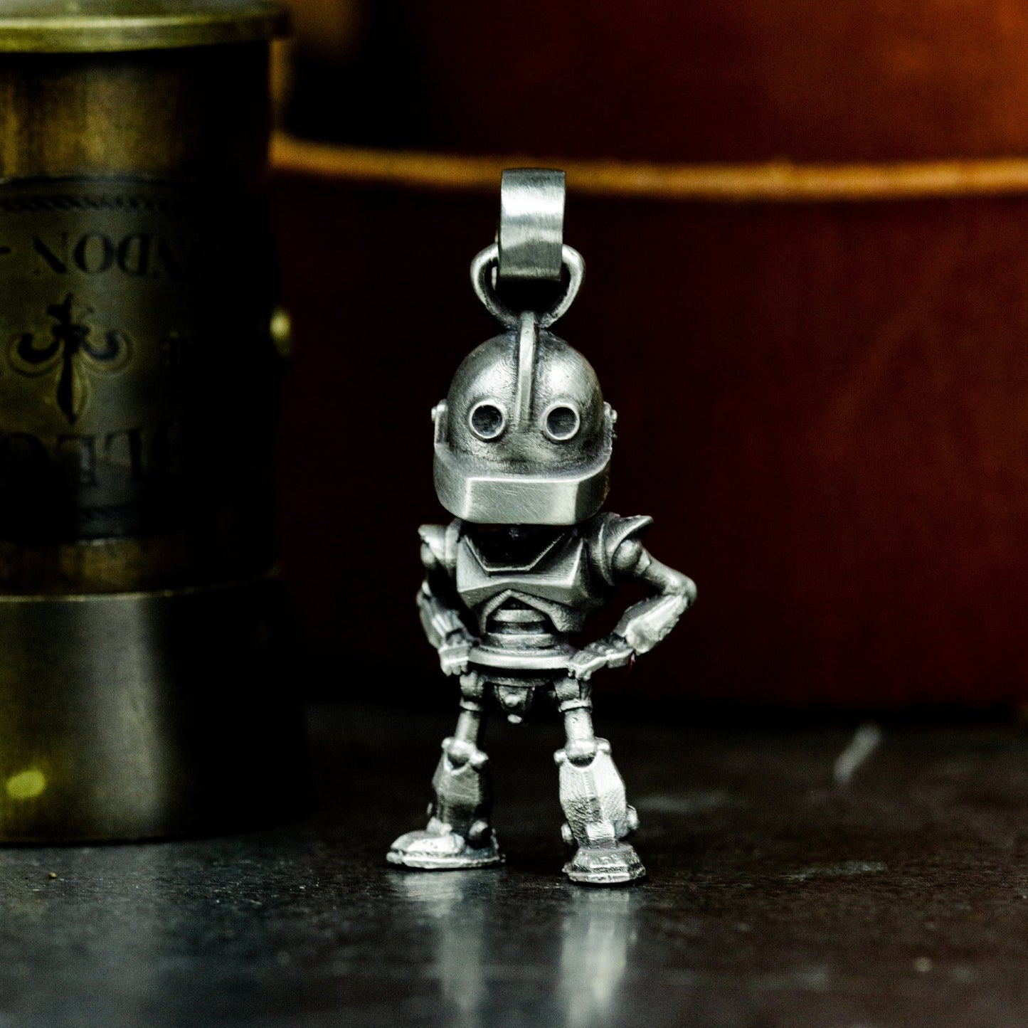 Robot Memory Pendant ¨C Handmade 925 Silver Childhood Mech Charm