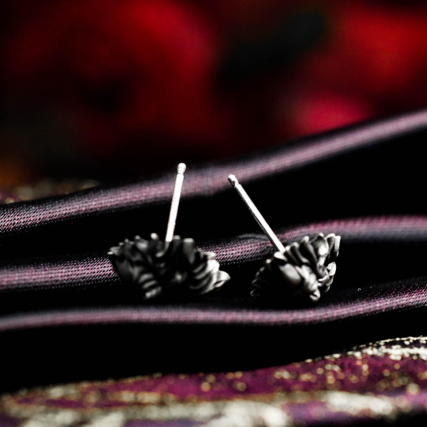 Lion Head Stud Earrings - 925 Sterling Silver Handmade Gothic Style
