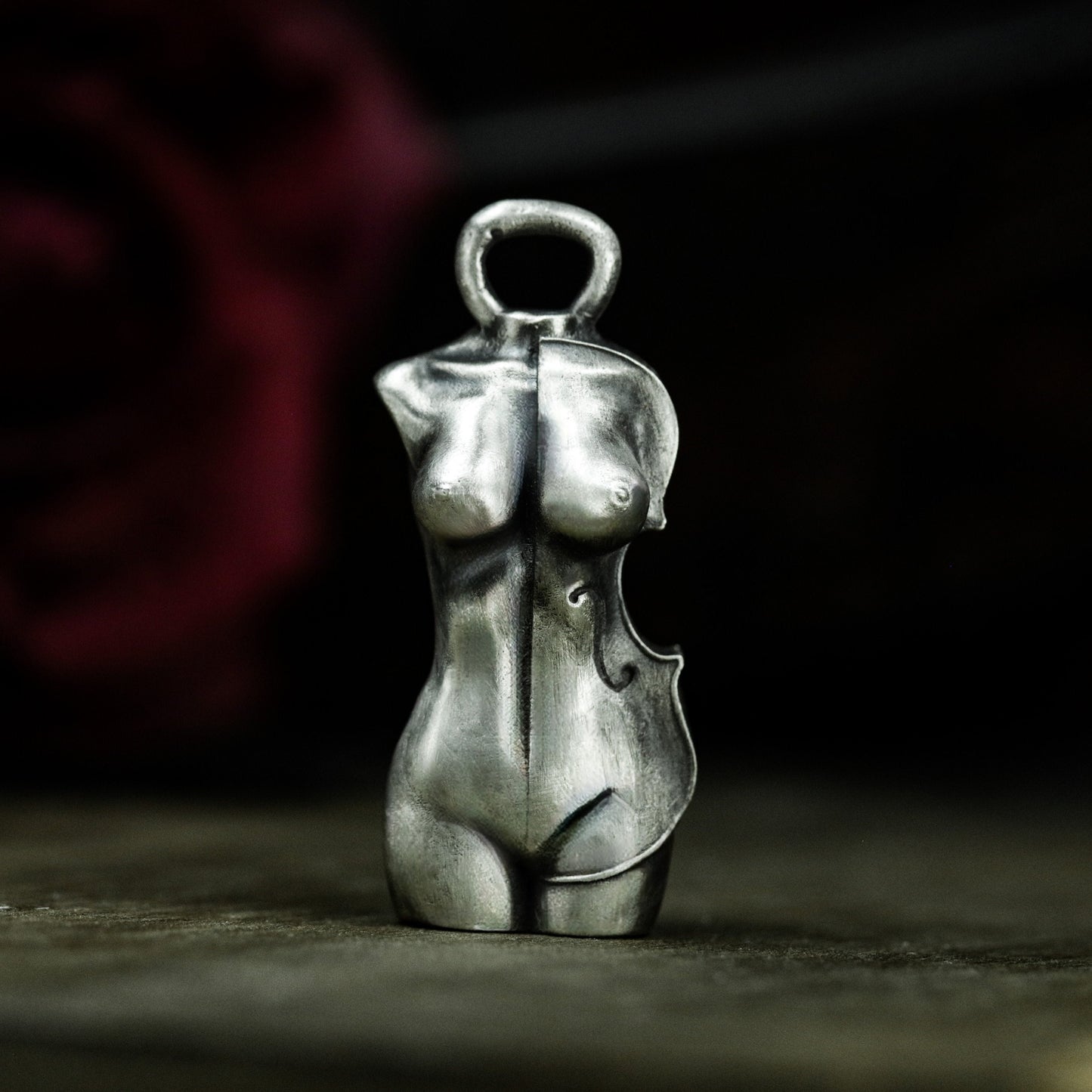 Violin Nude Woman Pendant - 925 Silver Handmade
