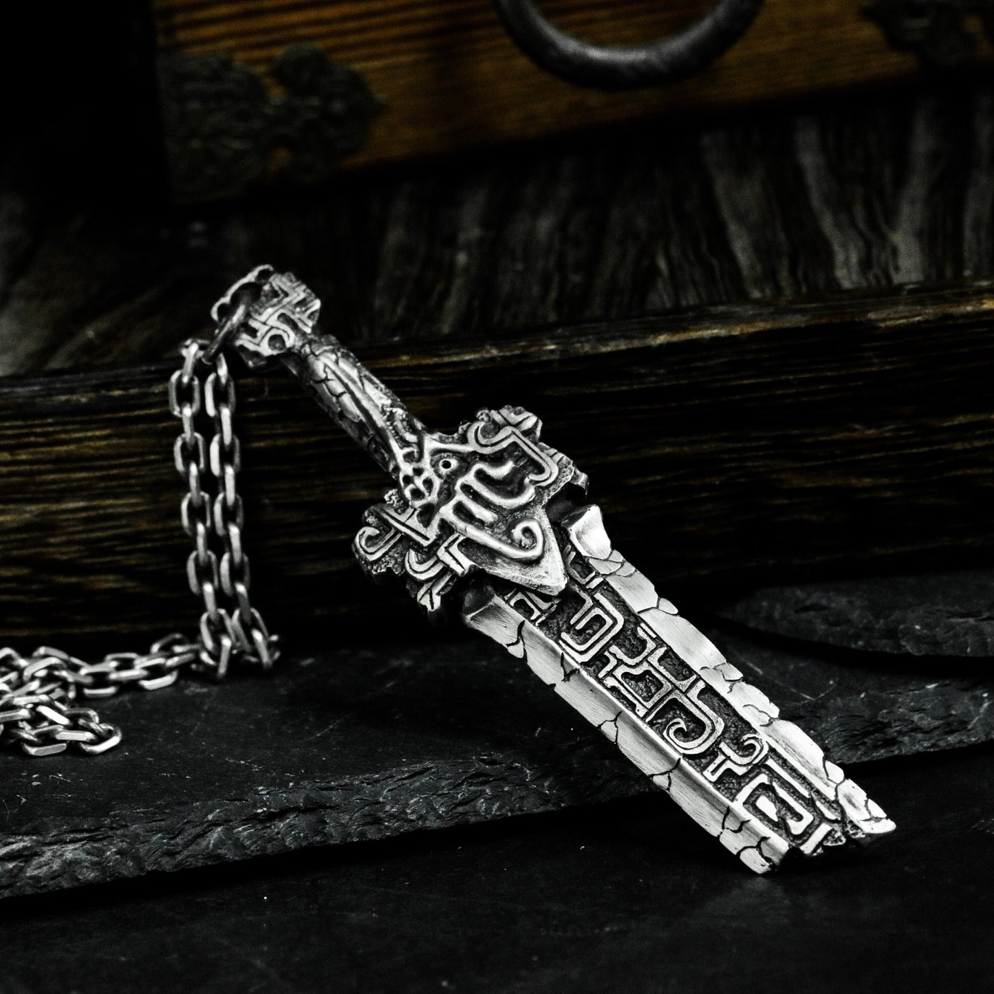 Runic Sword Pendant - 925 Silver Handmade Warrior Relic