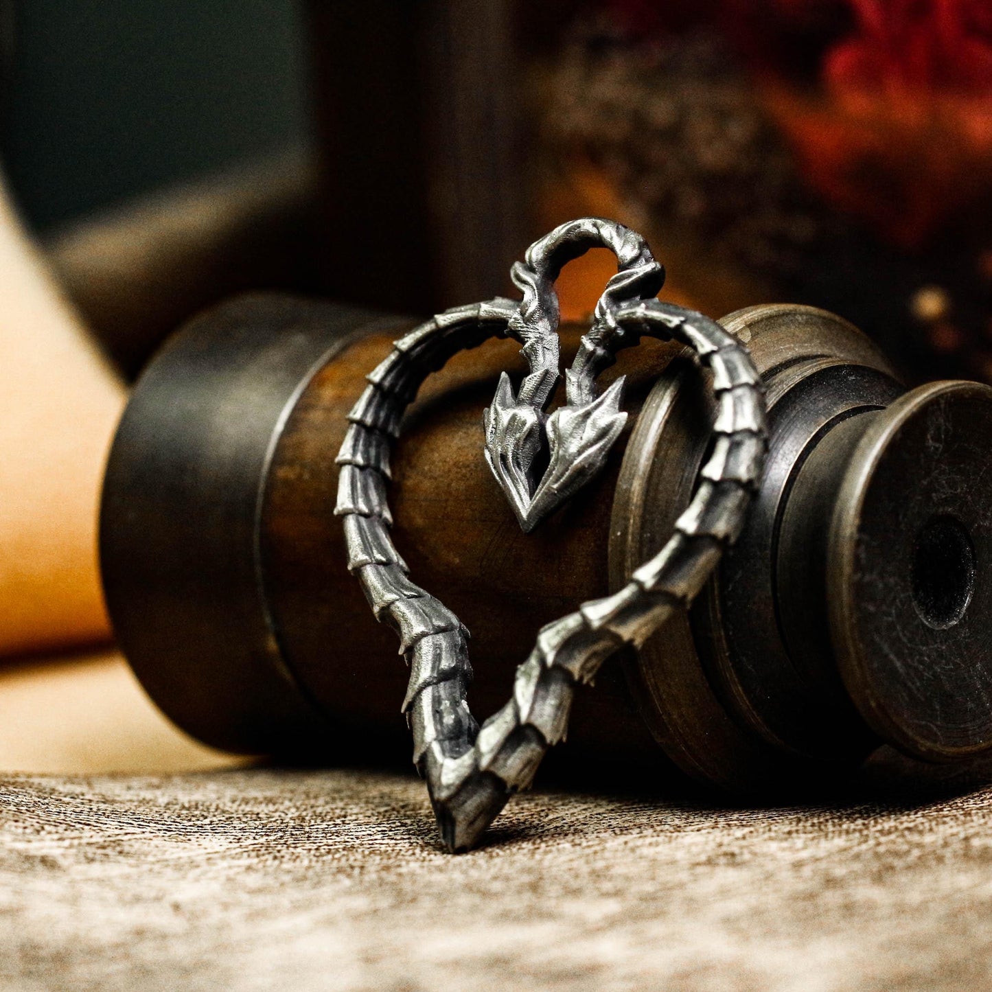 Twisted Heart Gothic Pendant - Handcrafted in 925 Silver