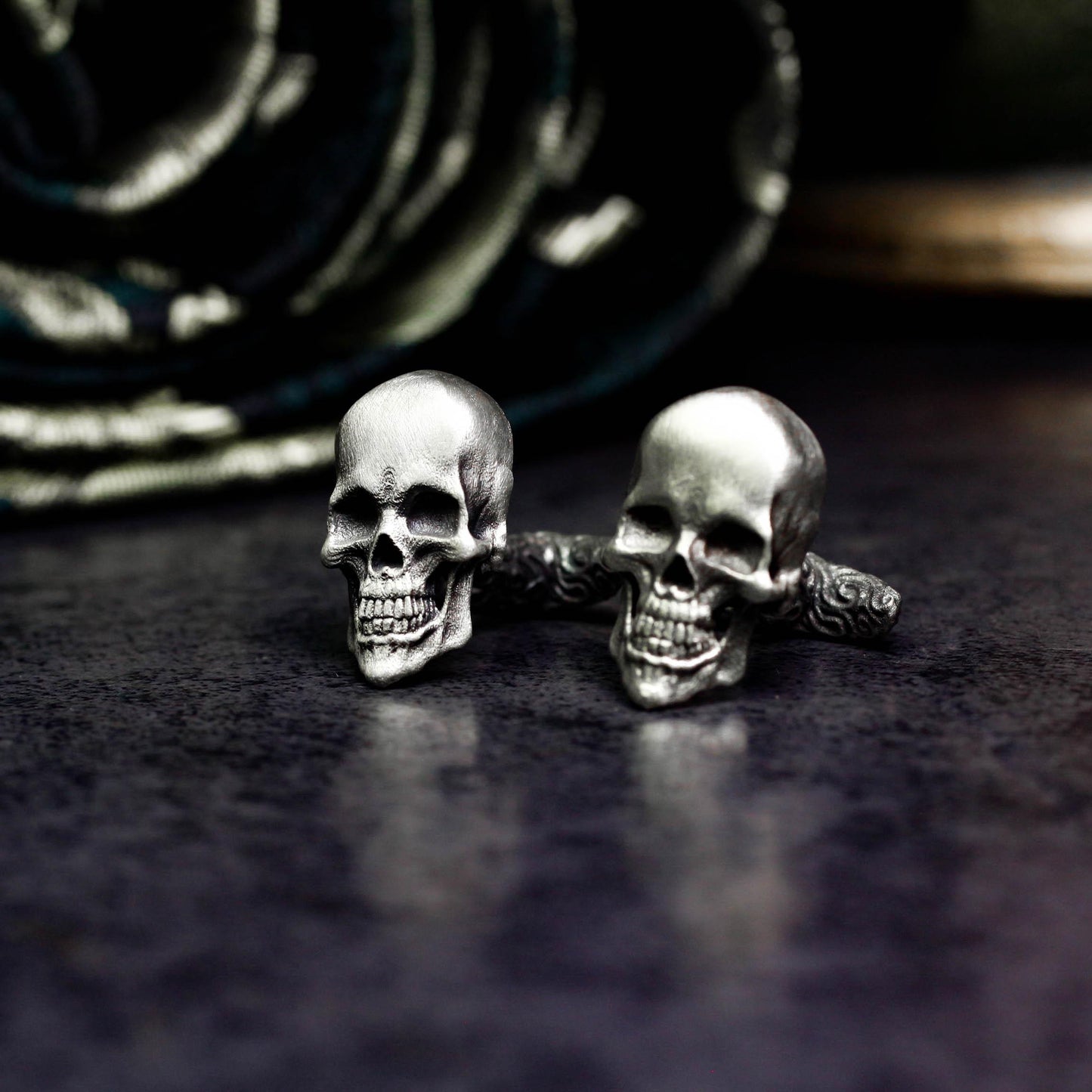 Classic Skull Cufflinks - Handmade 925 Sterling Silver