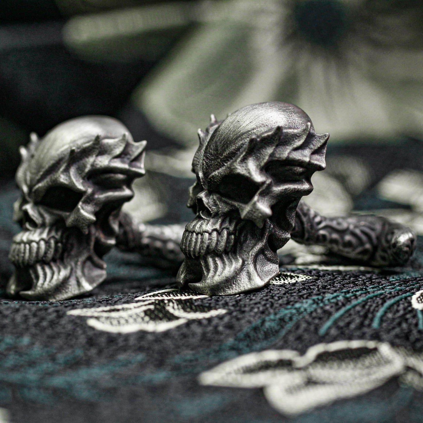 Mutant Skull Dragon Horn Cufflinks - 925 Silver Handmade