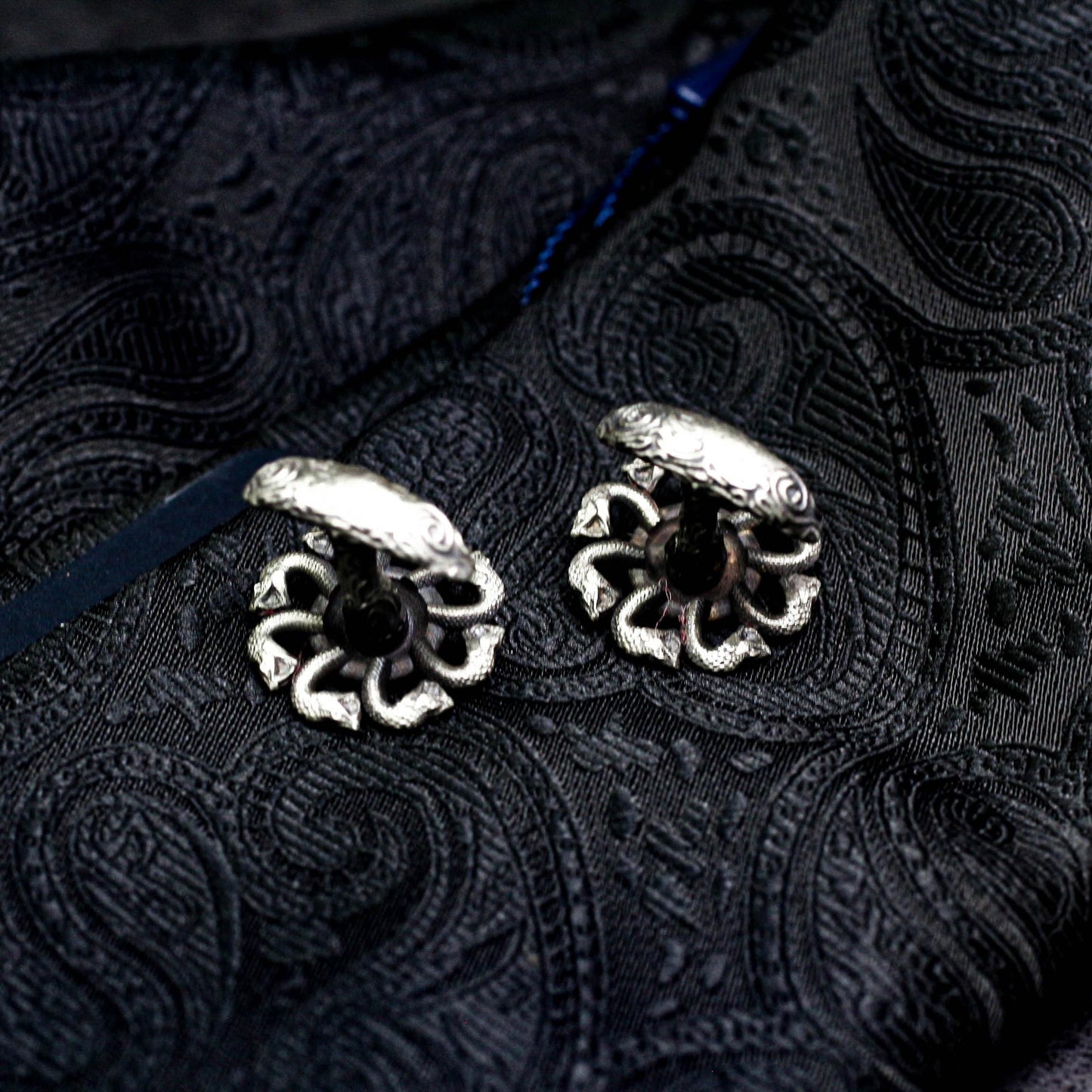 Medusa Skull Cufflinks - Gothic Devil?¡¥s Eye 925 Silver Handmade