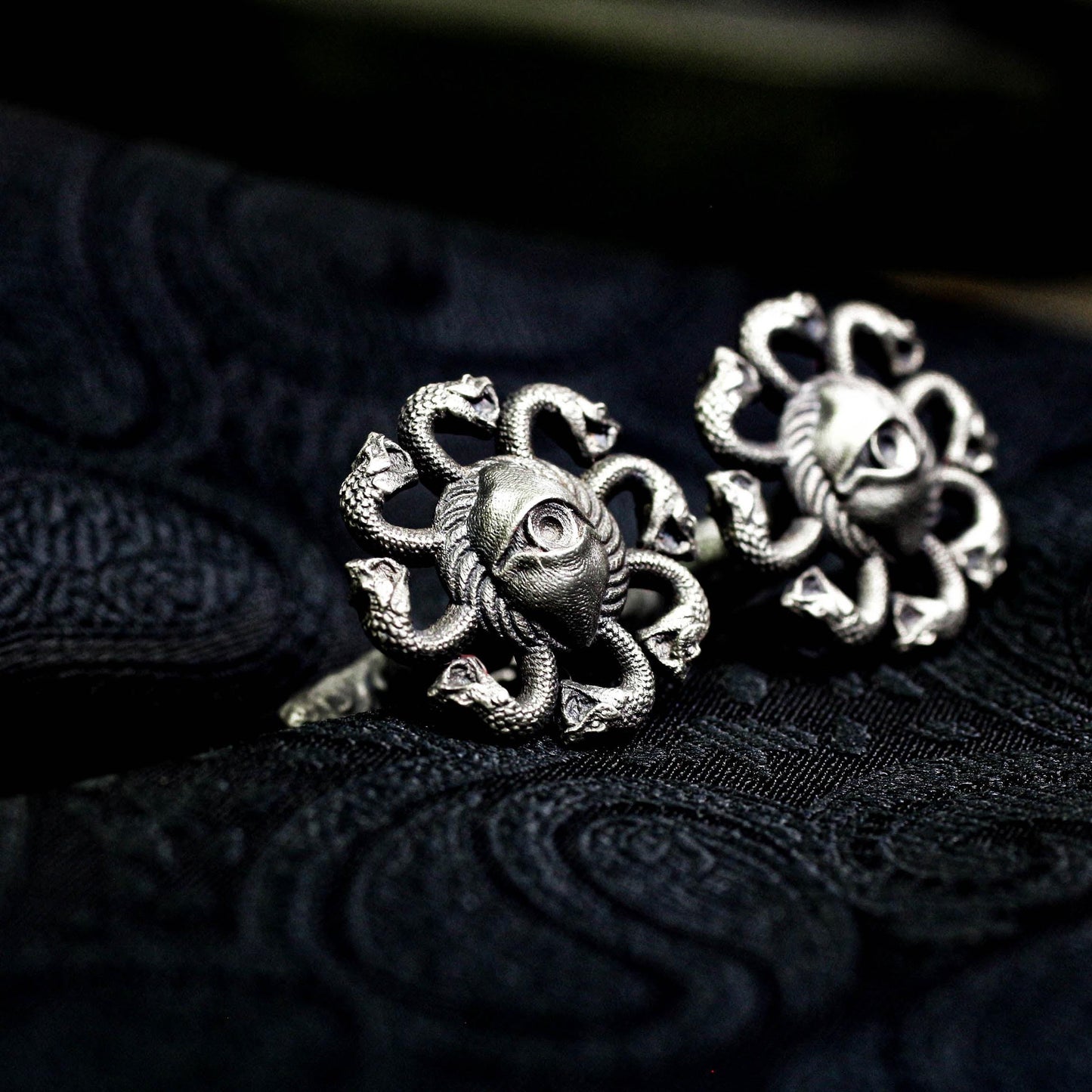 Medusa Skull Cufflinks - Gothic Devil?¡¥s Eye 925 Silver Handmade