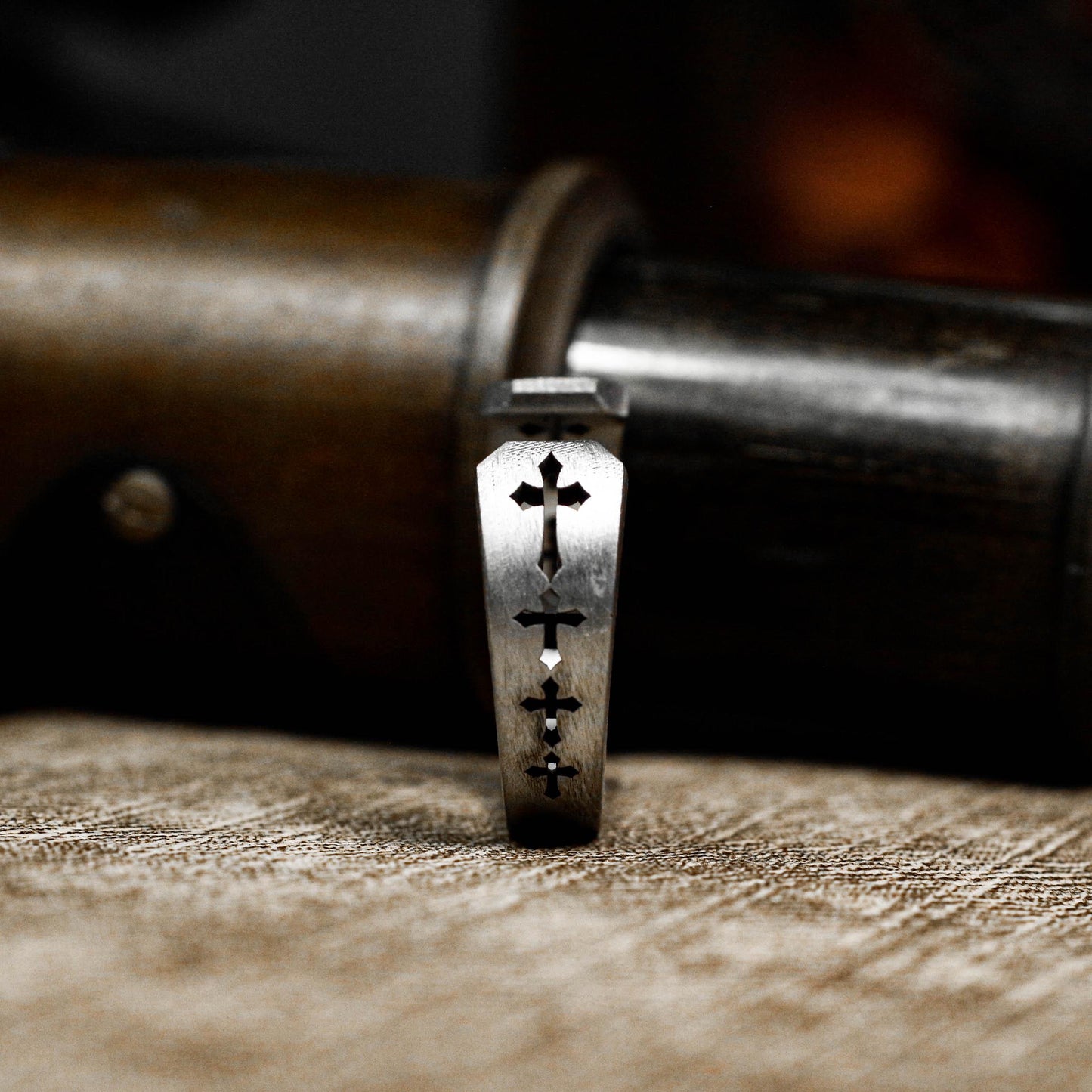 Runic Edge 925 Silver Handmade Ring ¨C Engraved Mystic Symbols