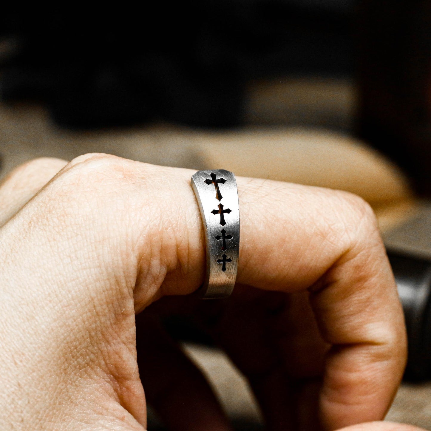 Runic Edge 925 Silver Handmade Ring ¨C Engraved Mystic Symbols