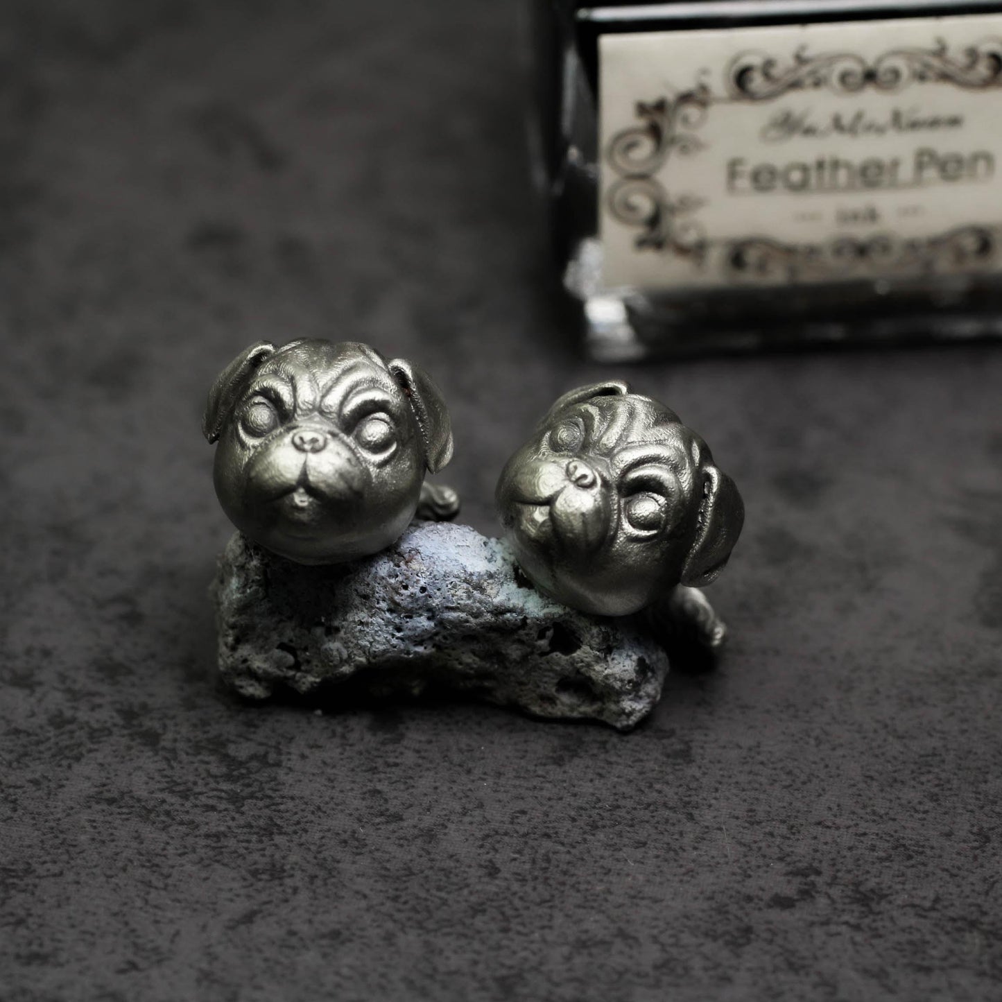 Pug Dog Cufflinks, 925 Silver Handmade